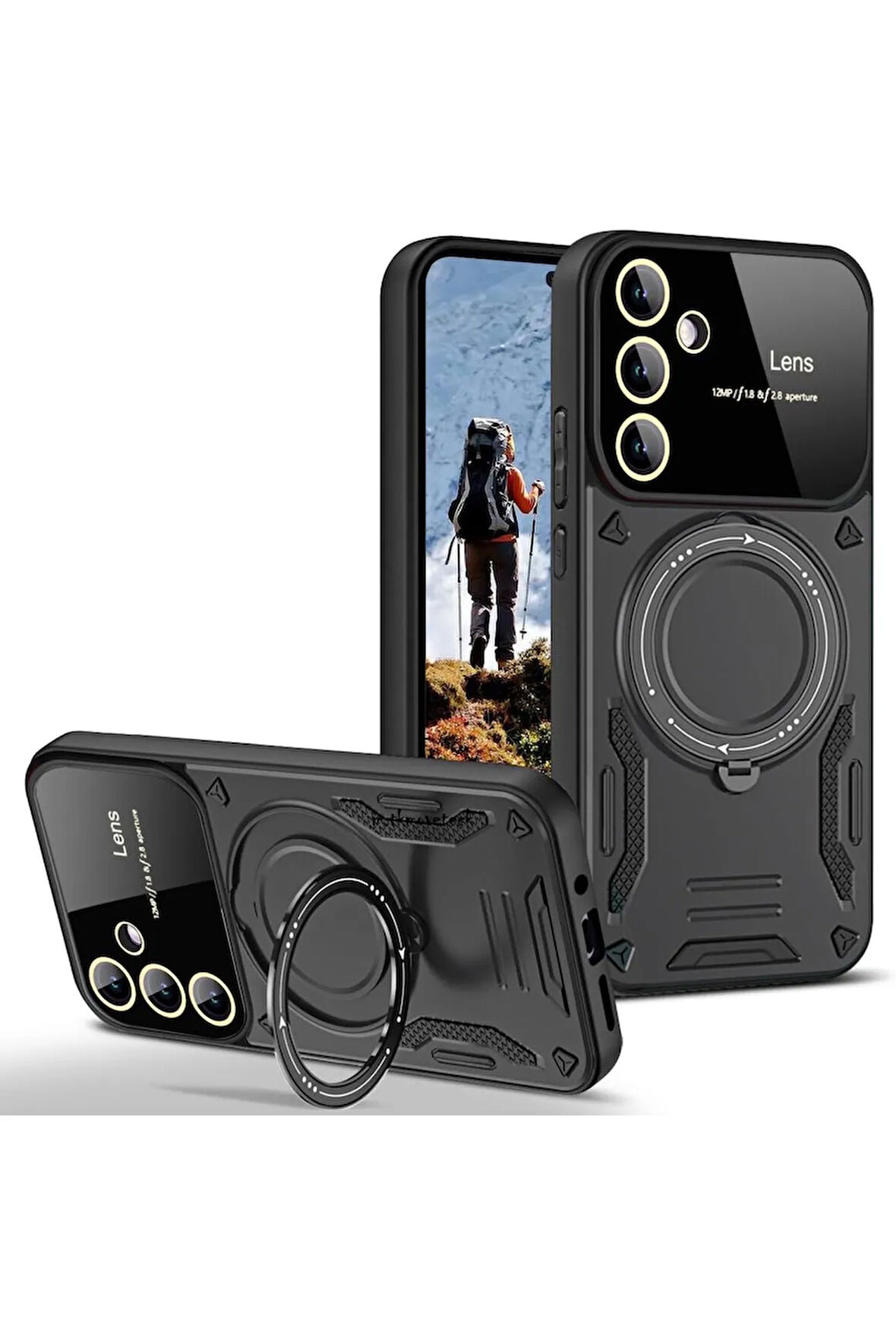 Samsung Galaxy S24 FE Kamera Korumalı Lensli Magesafe Standlı Azn-JoyLens