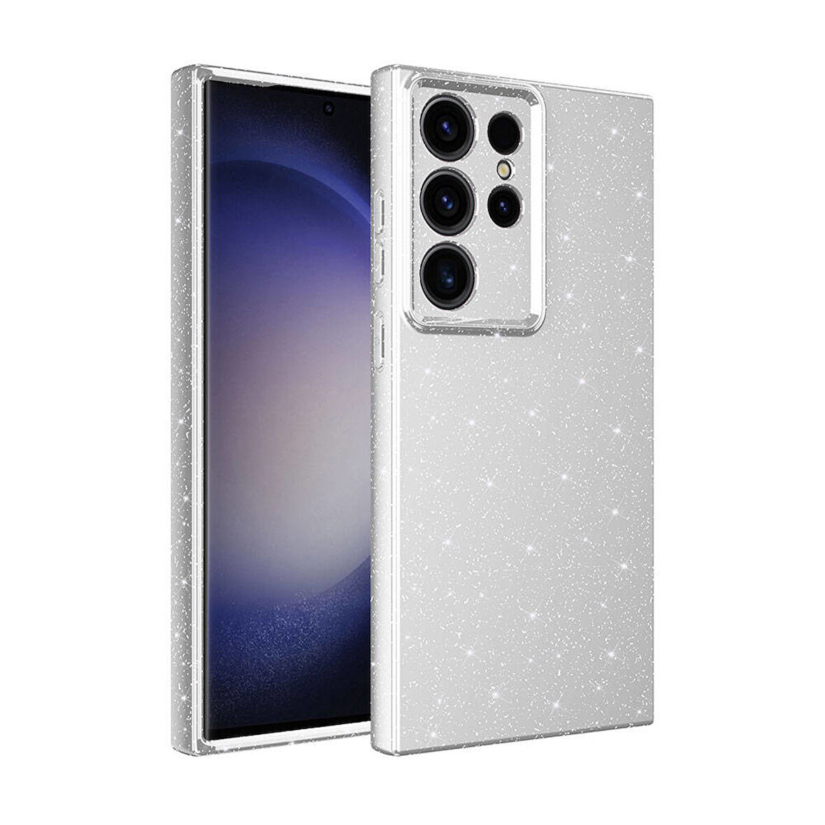 Samsung Galaxy S24 Ultra Kılıf Kamera Korumalı Simli Lüks Zr-Koton