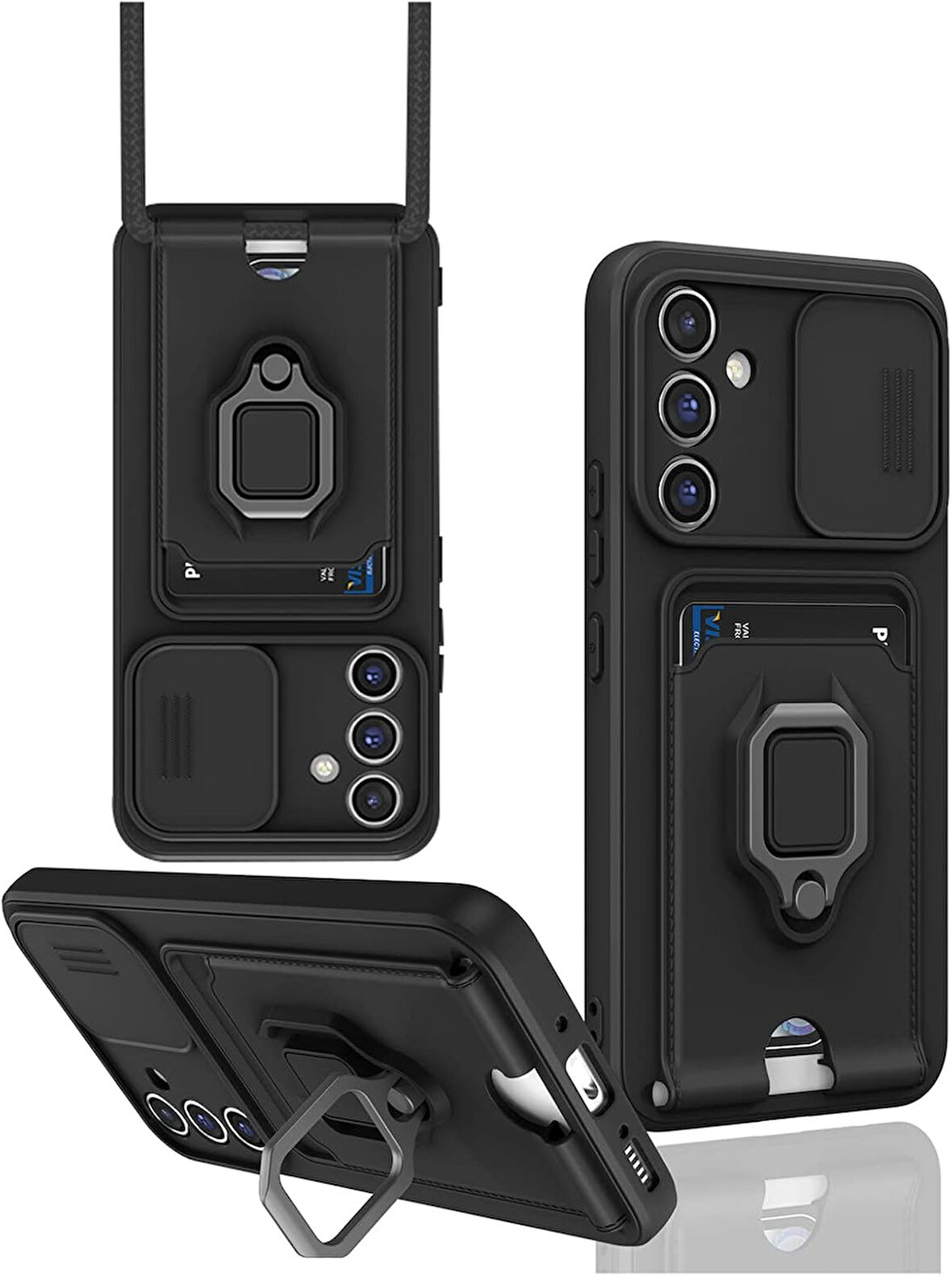 Samsung Galaxy S25 Plus Kamera Korumalı Standlı Kartlıklı Azn-Zuma