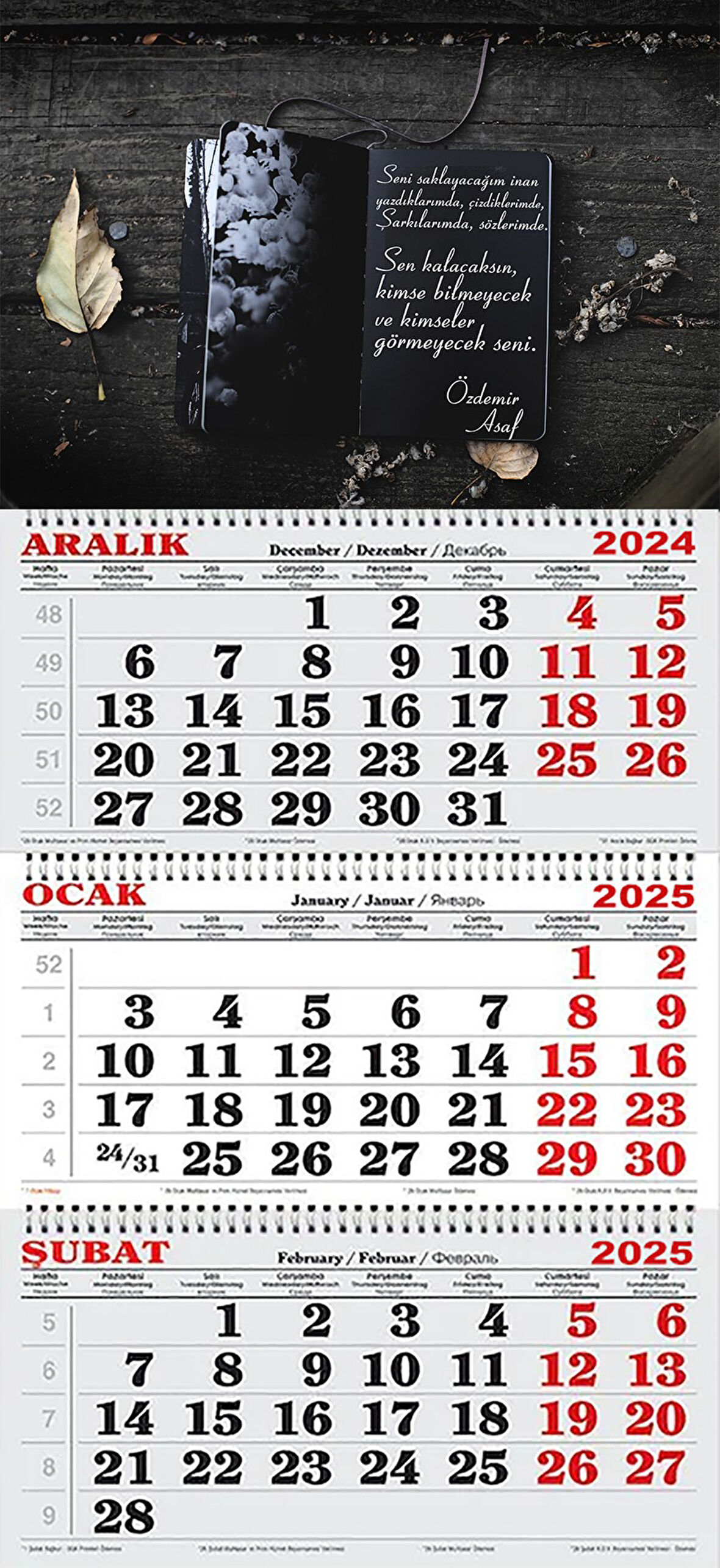 2025 Yılı Gemici Takvimi-Öz<demir Asaf