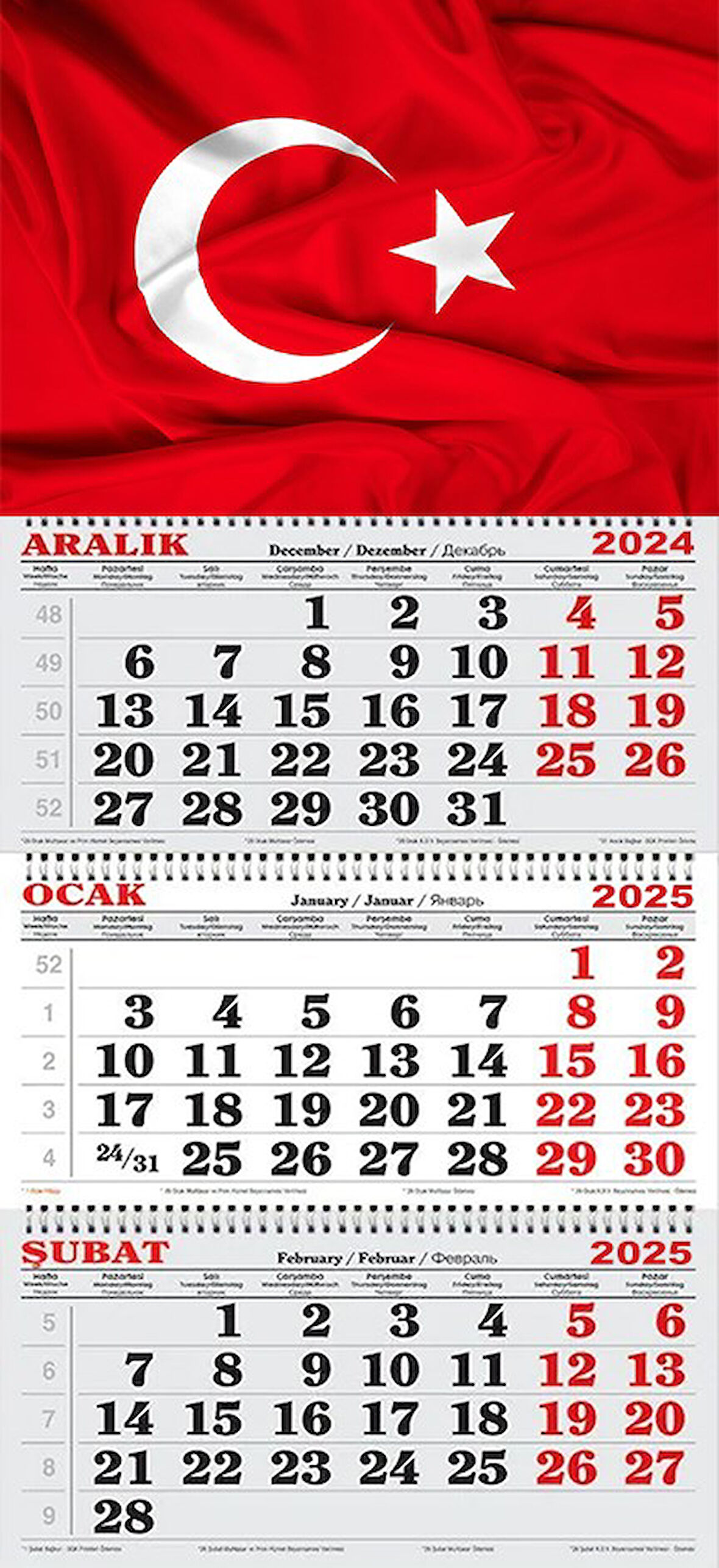  2025 Yılı Gemici Takvimi ---TÜRK BAYRAĞI