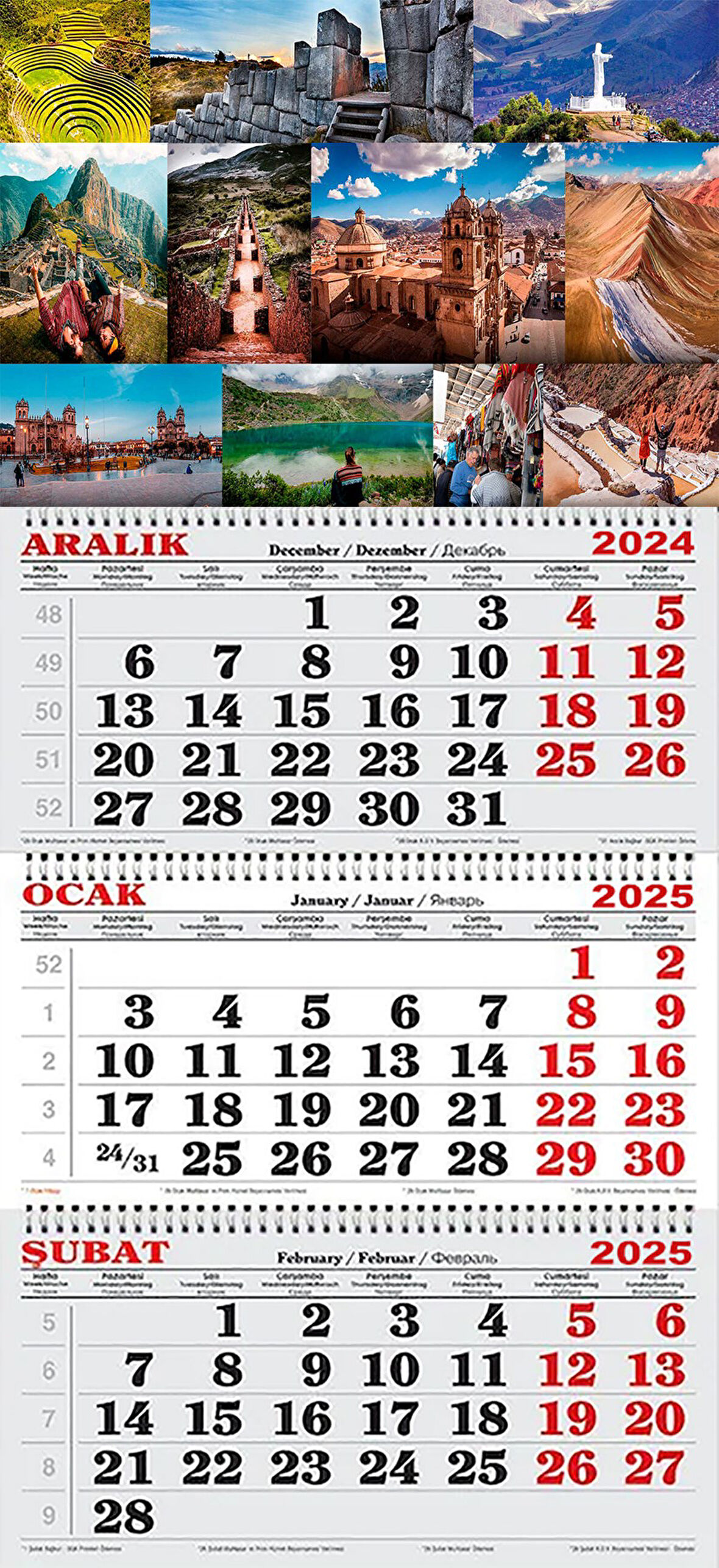 2025 Yılı Gemici Takvimi-Dünya Turistik Manzaralar