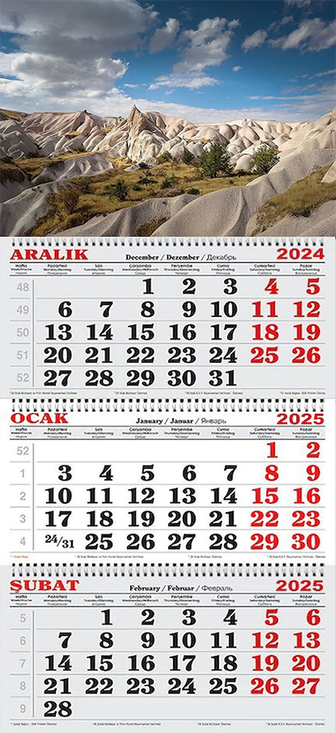 2025 Yılı Gemici Takvimi-Kapadokya Tepeler