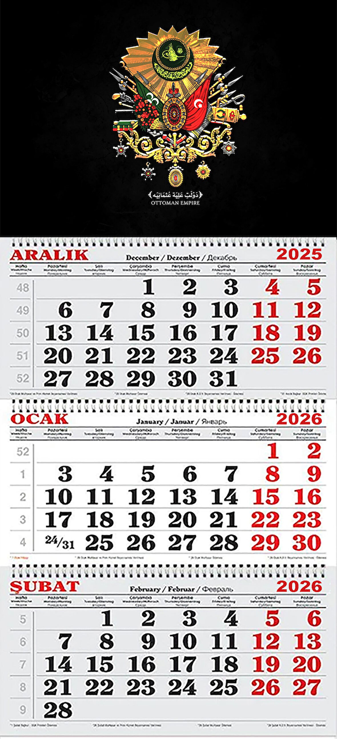 2026 Yılı Gemici Takvimi-Osmanlı Arması