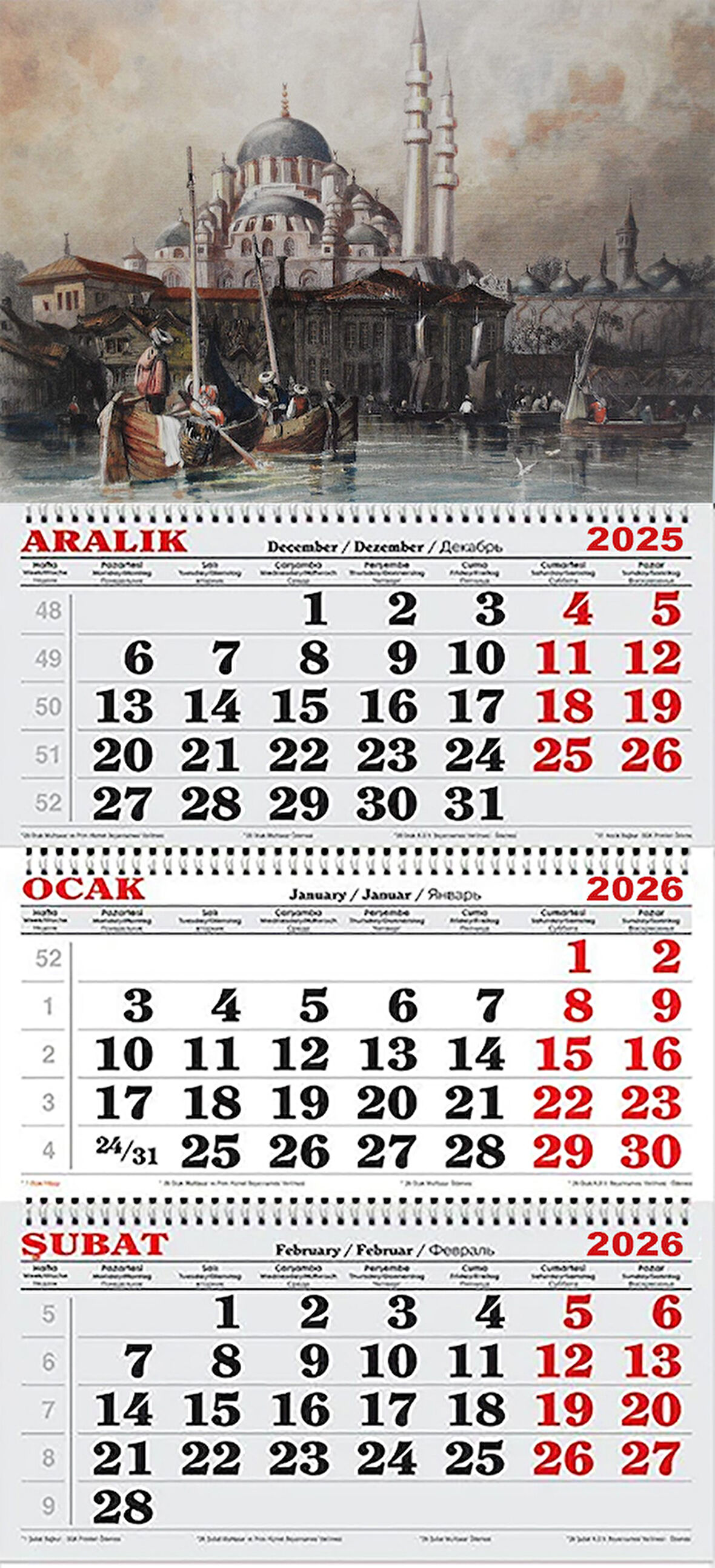 2026 Yılı Gemici Takvimi-Thomas Allom Camii Gravürü 1838