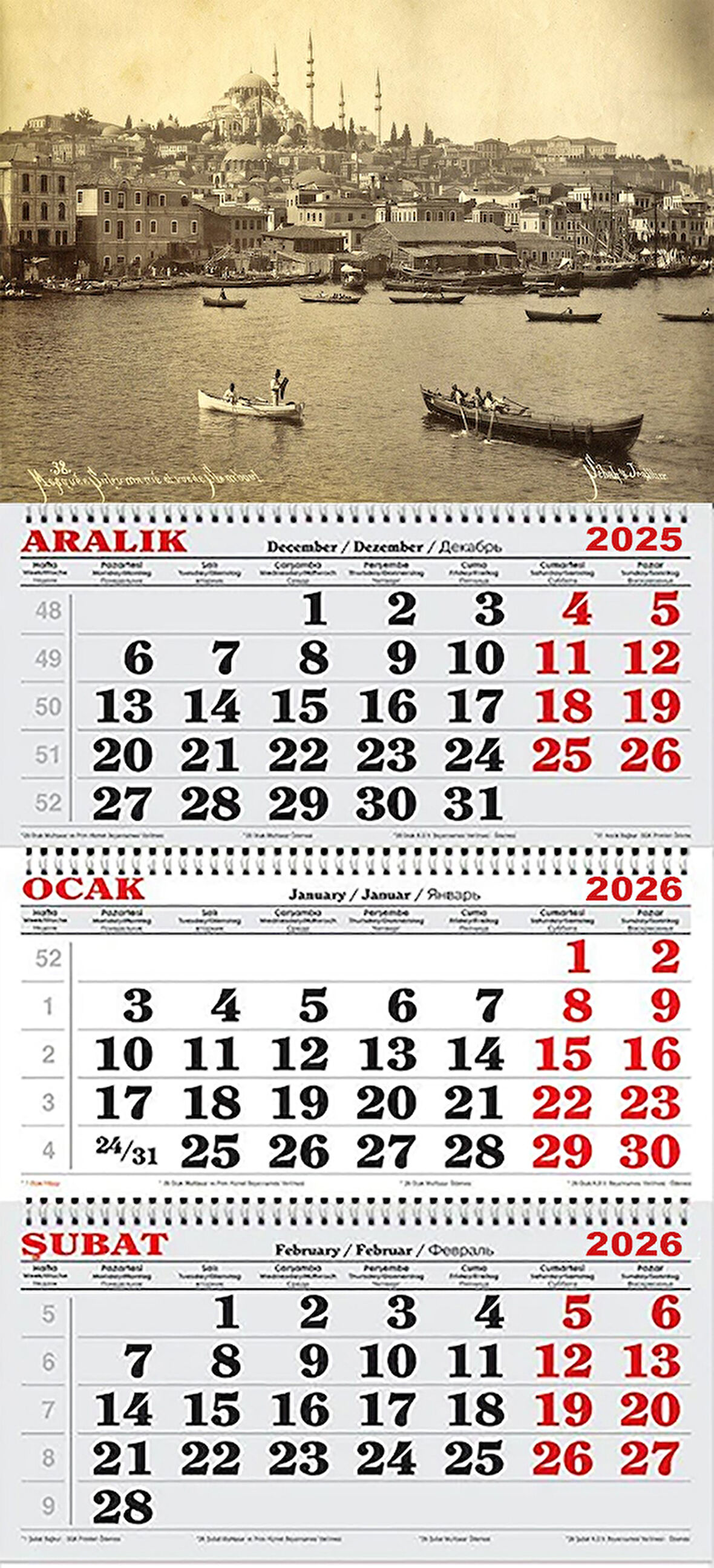 2026 Yılı Gemici Takvimi-Siyah Beyaz Fotolarda İSTANBUL