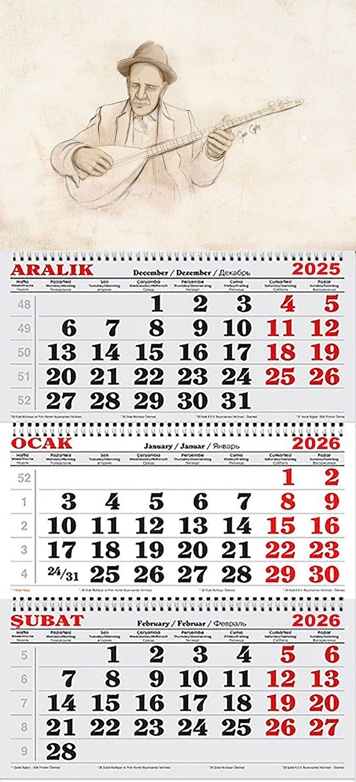 2026 Yılı Gemici Takvimi-Aşık Veysel Kara Kalem