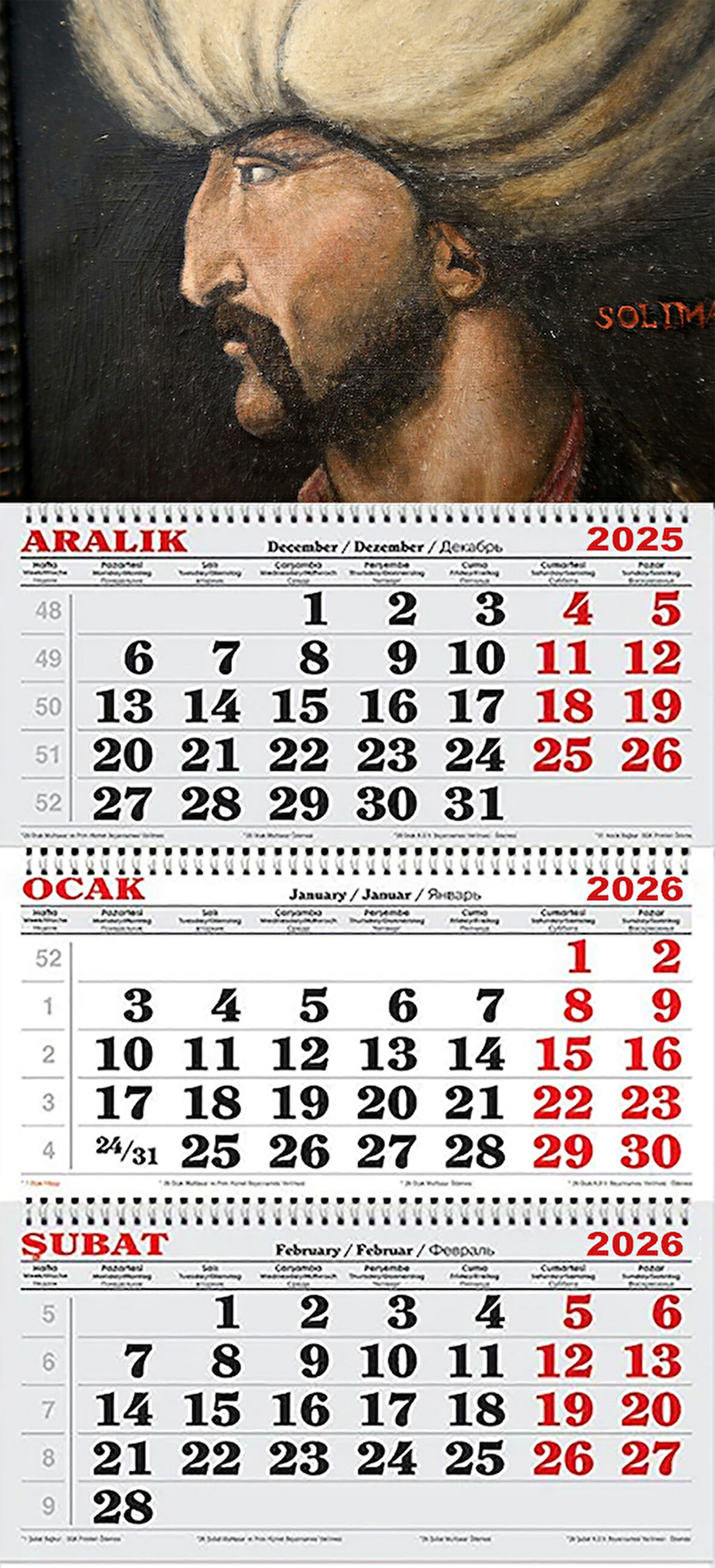 2026 Yılı Gemici Takvimi-Kanuni Sultan Süleyman Portresi