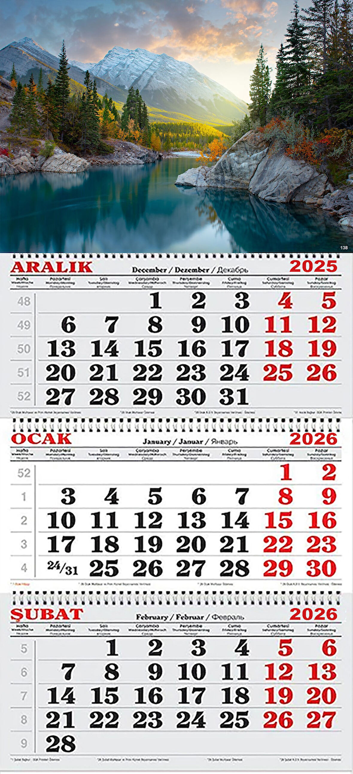 2026 Yılı Gemici Takvimi-Dağlar Arasındaki Nehir