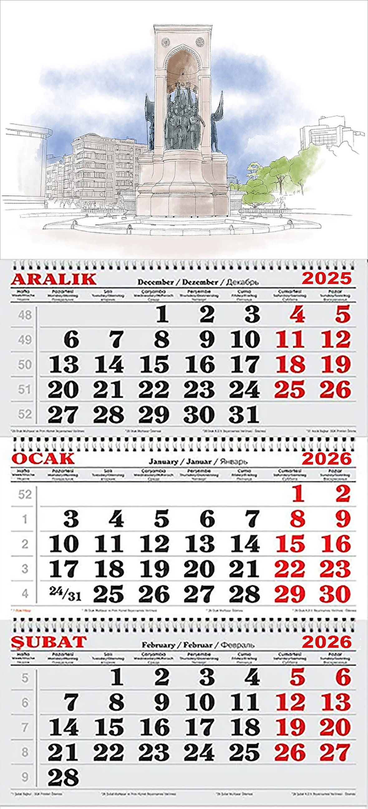 2026 Yılı Gemici Takvimi-Taksim Meydanı