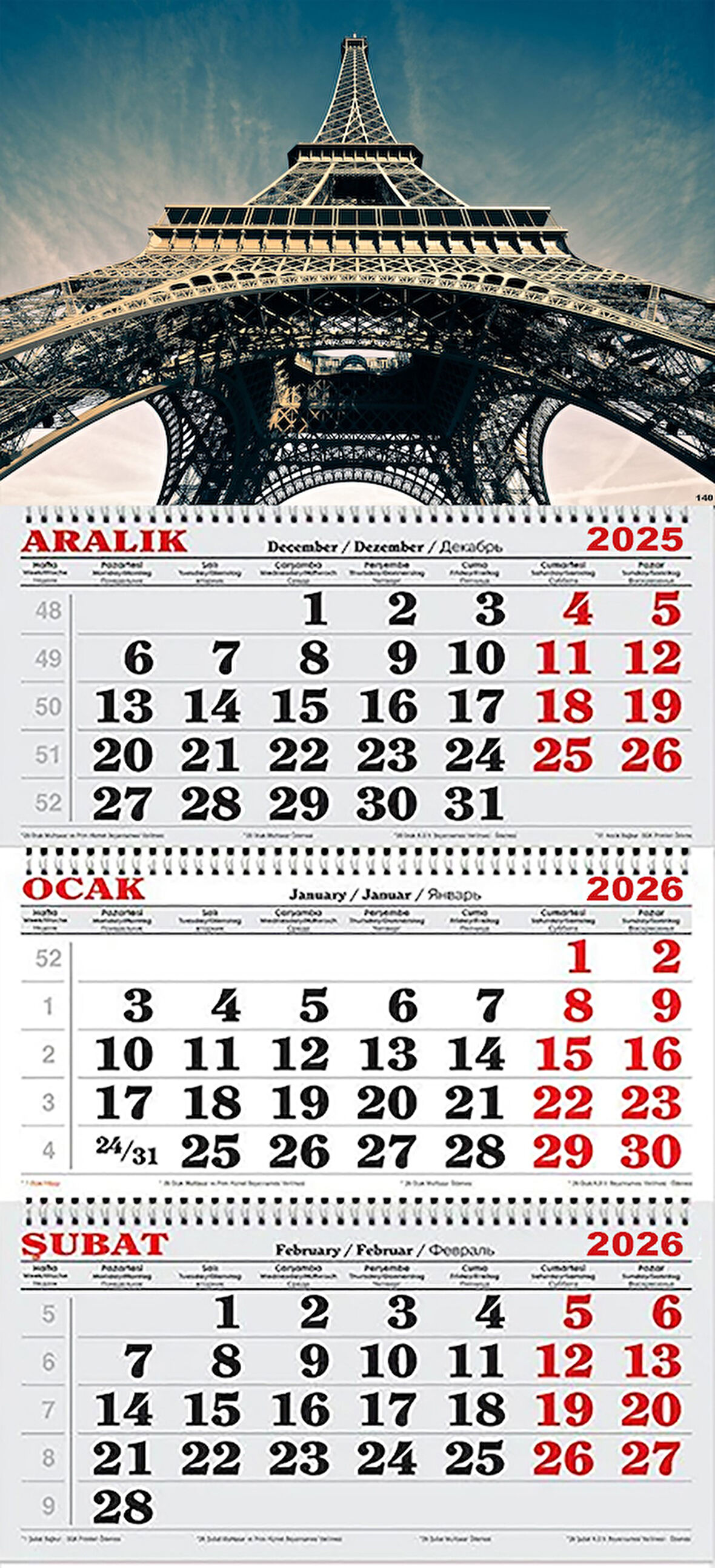 2026 Yılı Gemici Takvimi-Eyfel Kulesi