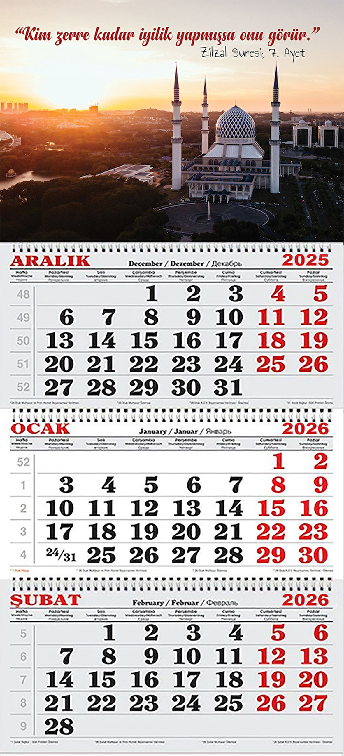 2026 Yılı Gemici Takvimi-Zilzal Suresi 7. Ayet