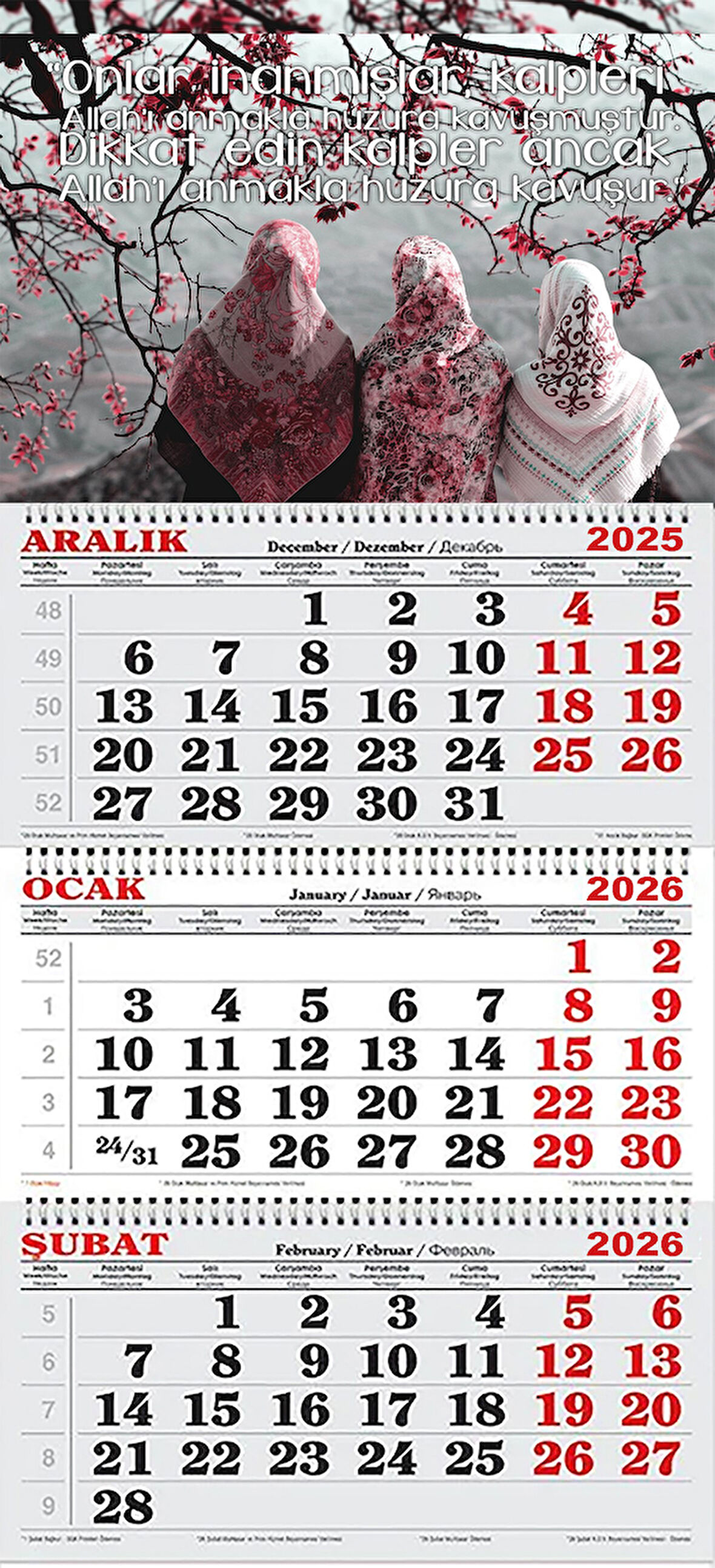 2026 Yılı Gemici Takvimi-Ra'd Suresi 28.Ayet ve Oturan Kadınlar