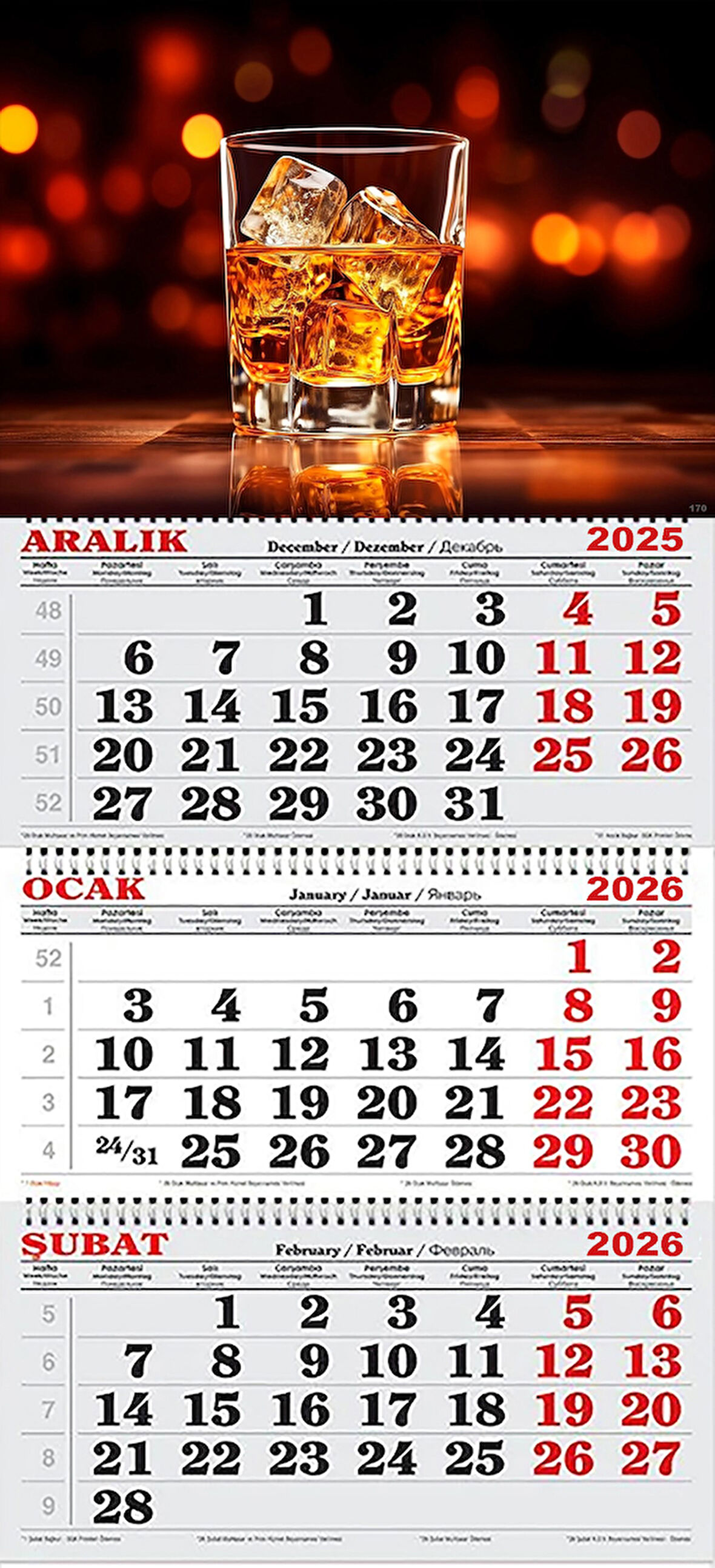 2026 Yılı Gemici Takvimi-Viski Bardağı ve Buzlar