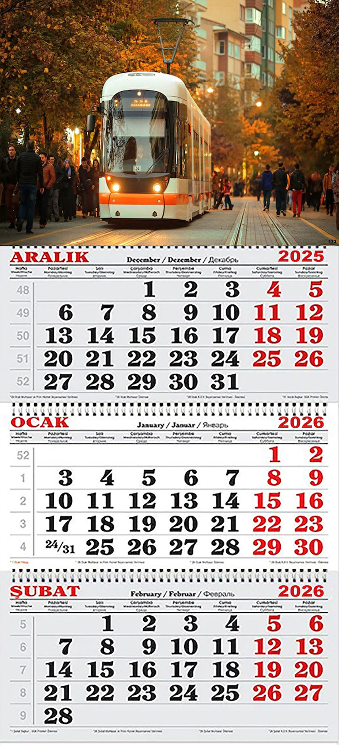 2026 Yılı Gemici Takvimi-Tramvay Eskişehir