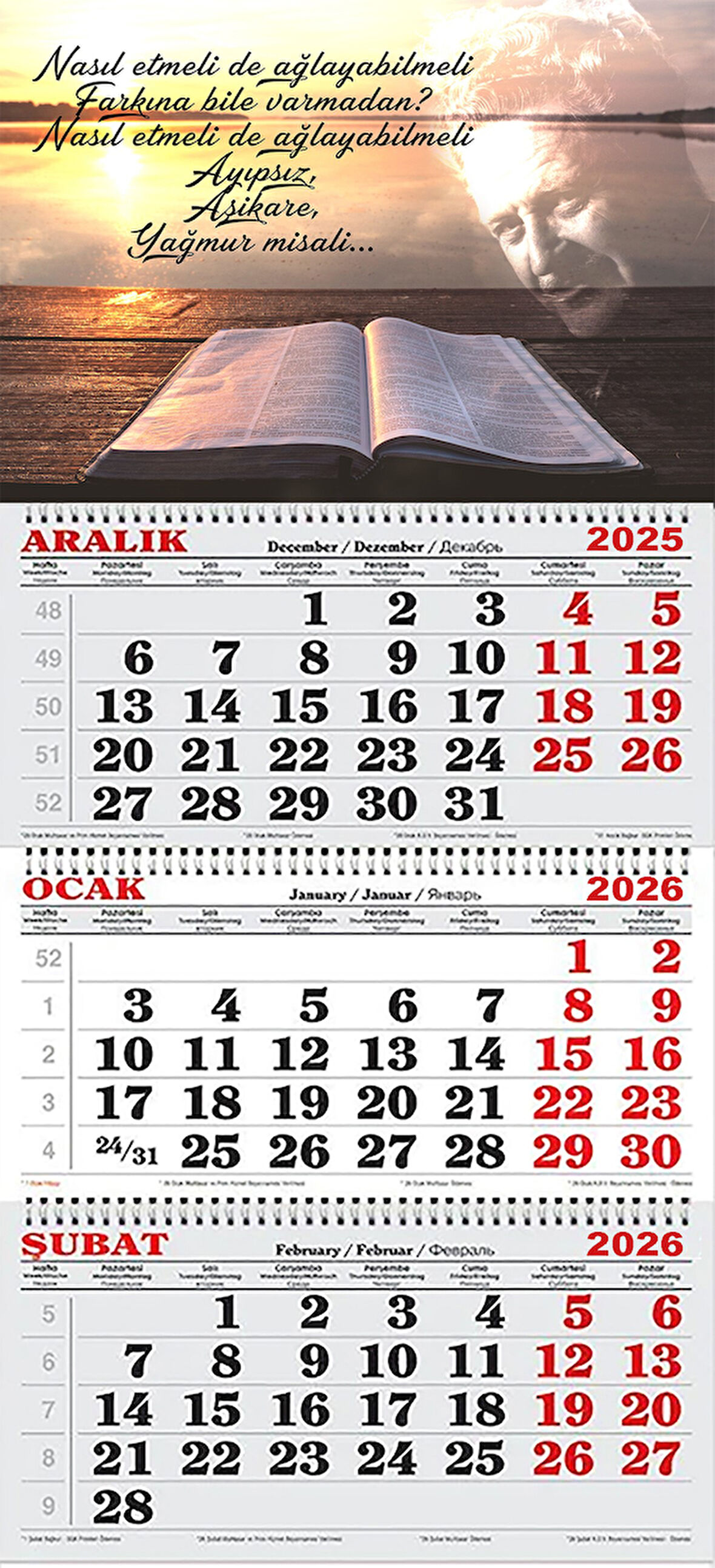 2026 Yılı Gemici Takvimi-Ağlamak Meselesi Nazım Hikmet RAN