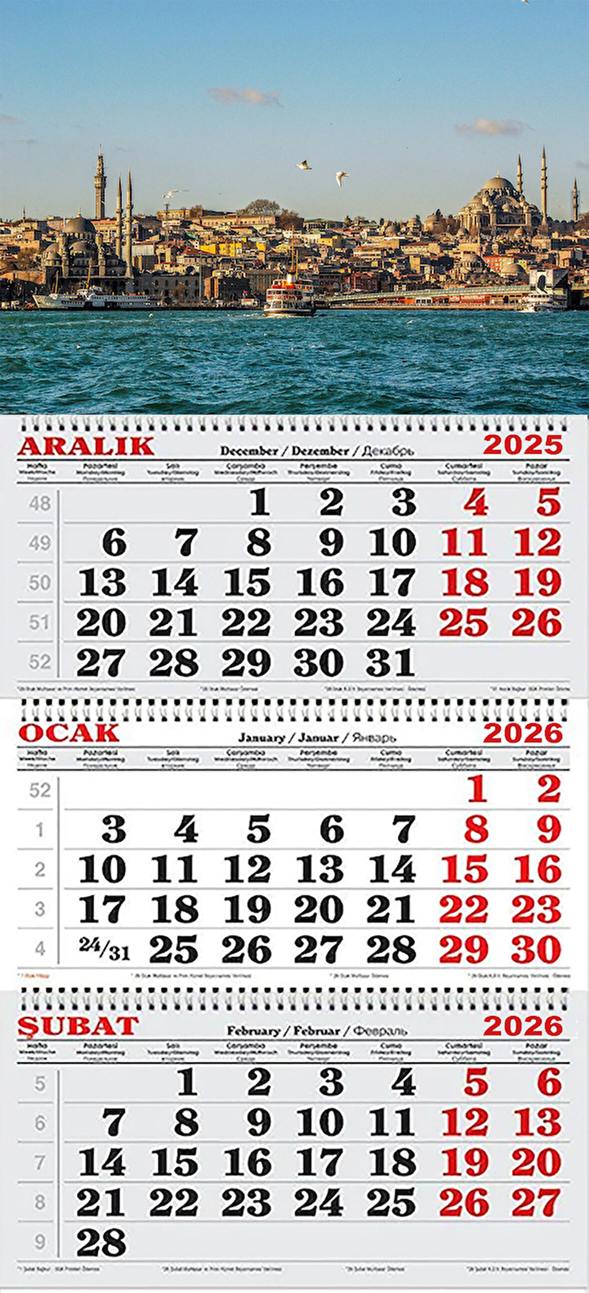 2026 Yılı Gemici Takvimi-Sultan Ahmet Camii ve Boğaz