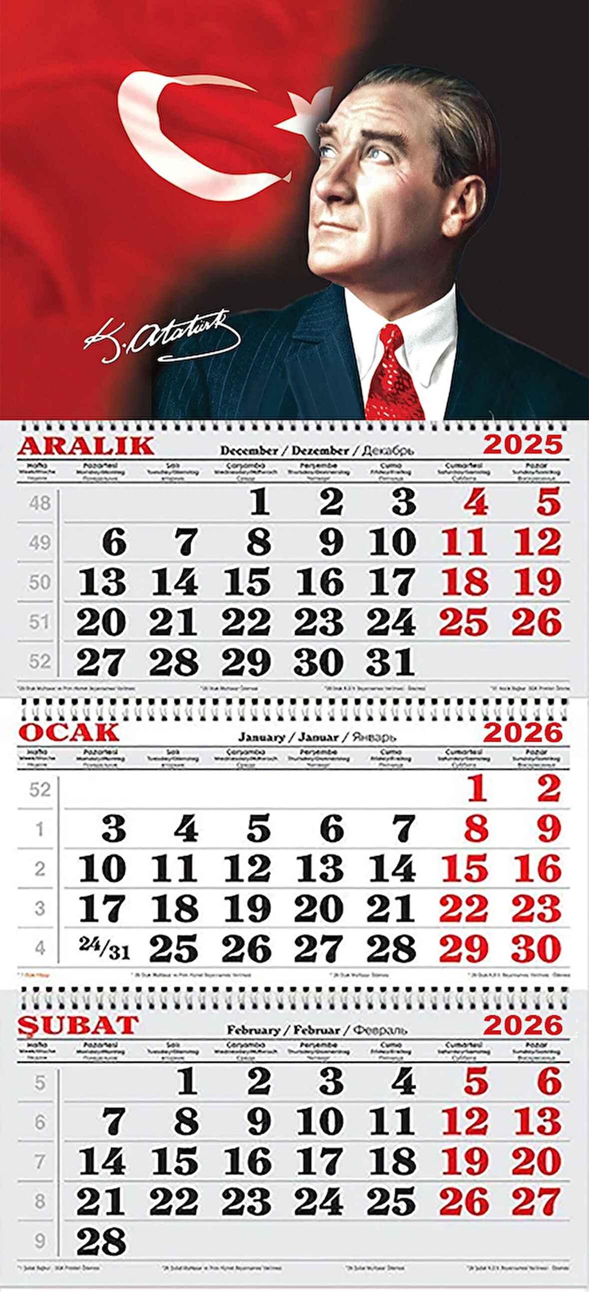 2026 Yılı Gemici Takvimi ---ATATÜRK VE TÜRK BAYRAĞI