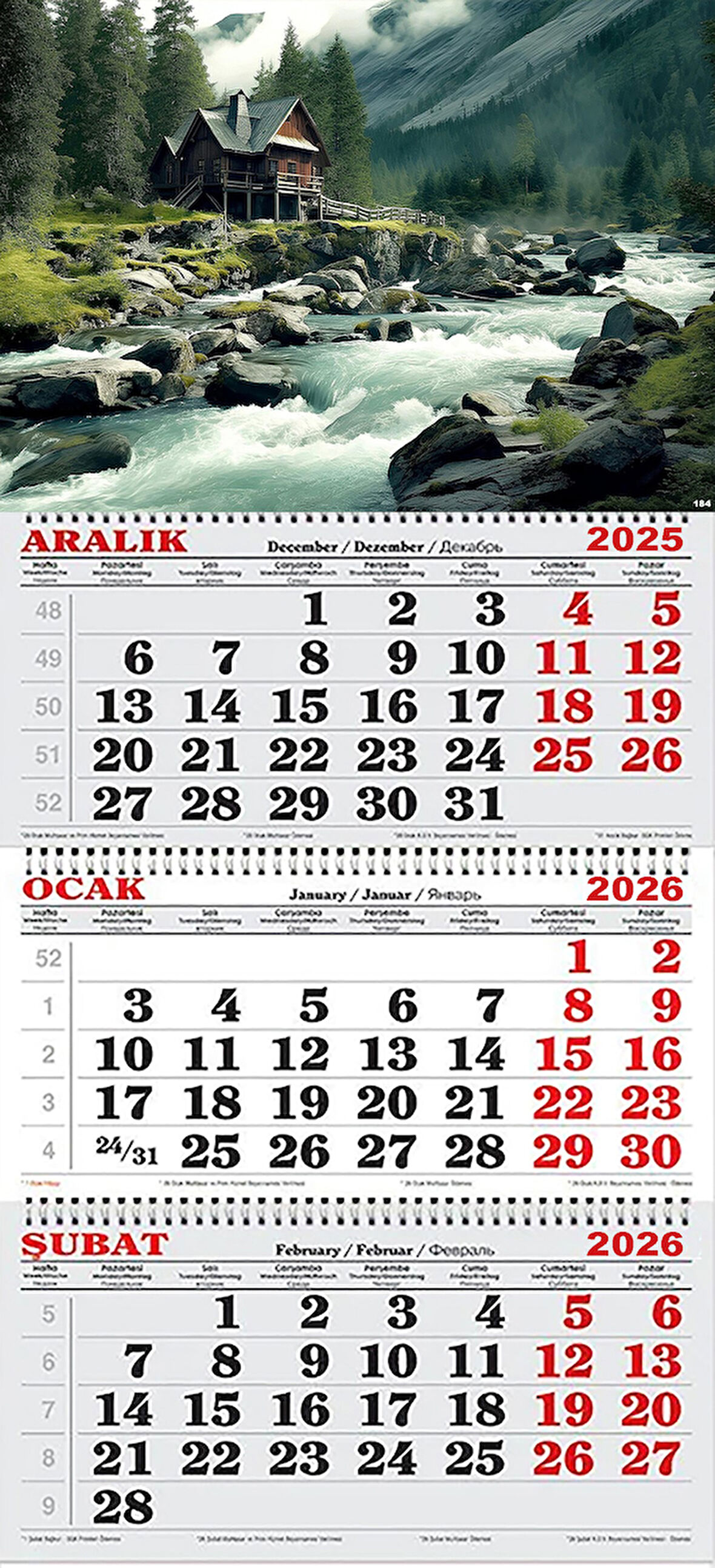 2026 Yılı Gemici Takvimi-Nehir Yanında ki Kulübe