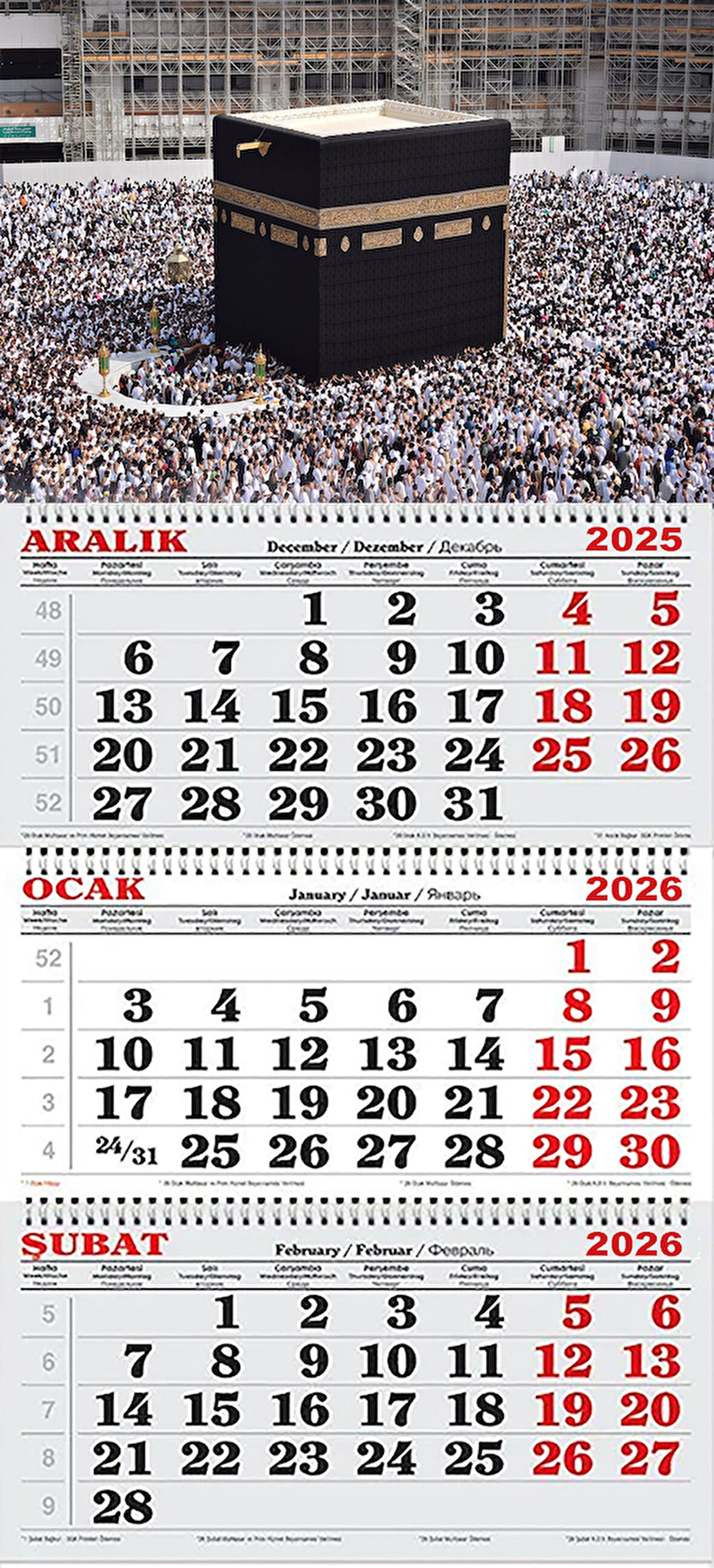2026 Yılı Gemici Takvimi-Kâbe ve Hacılar