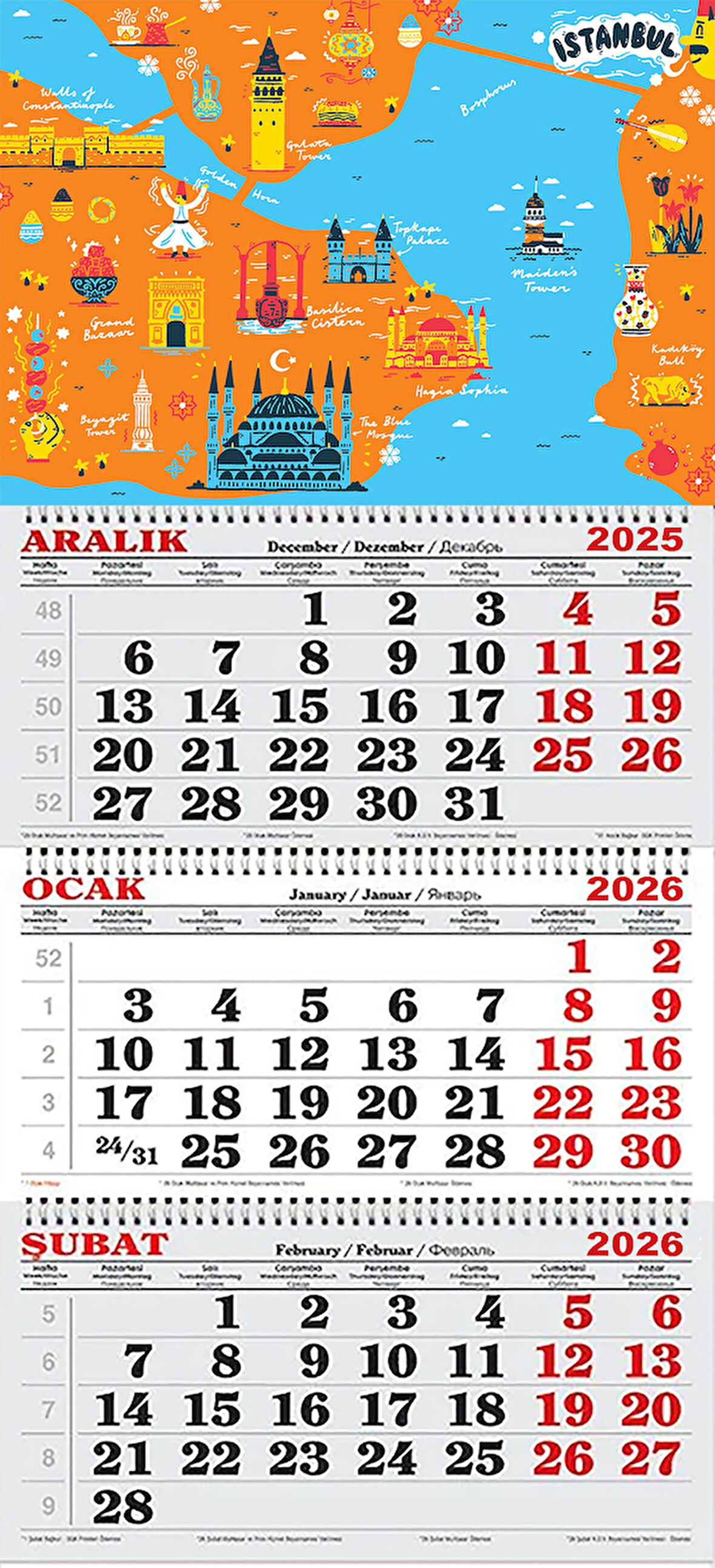 2026 Yılı Gemici Takvimi-İstanbul Turistik Haritası