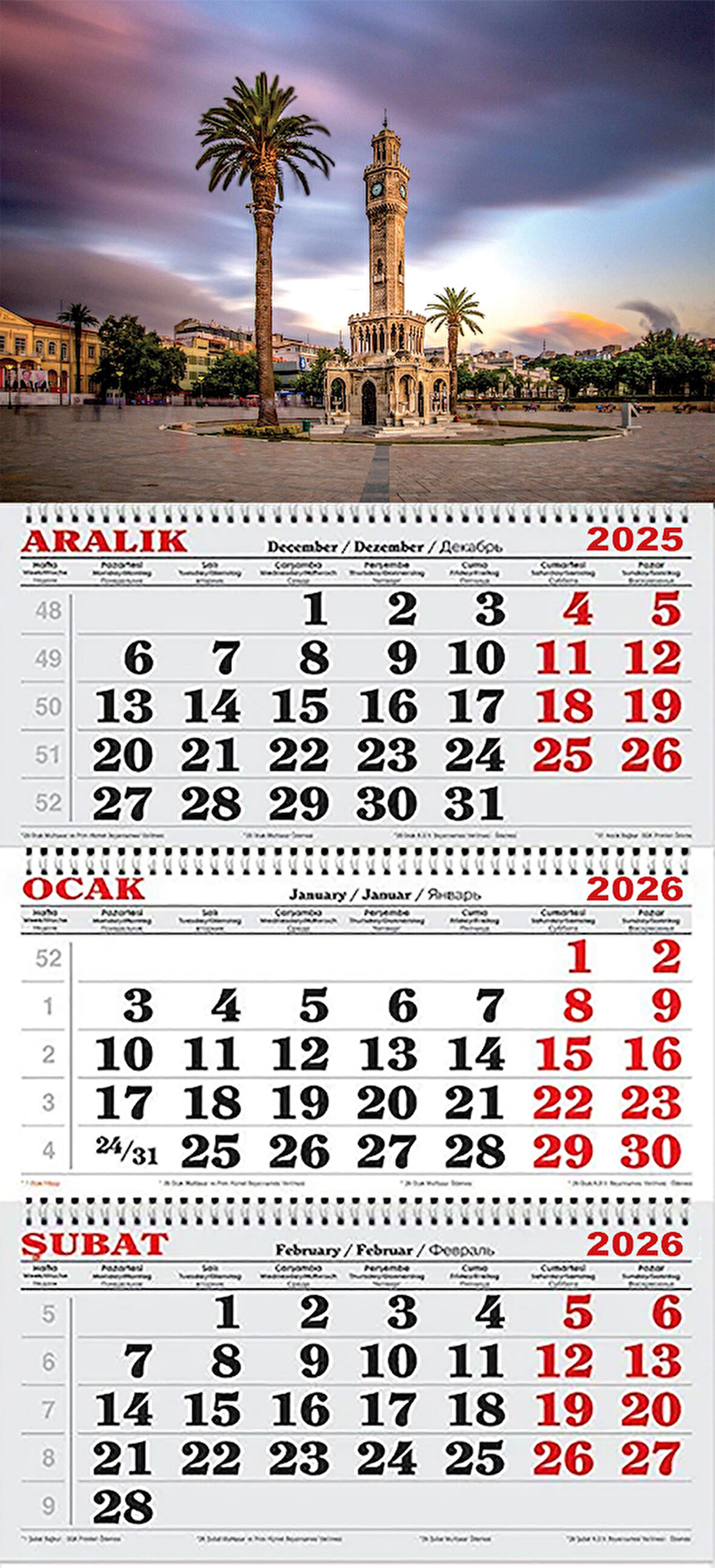 2026 Yılı Gemici Takvimi-İzmir Saat Kulesi