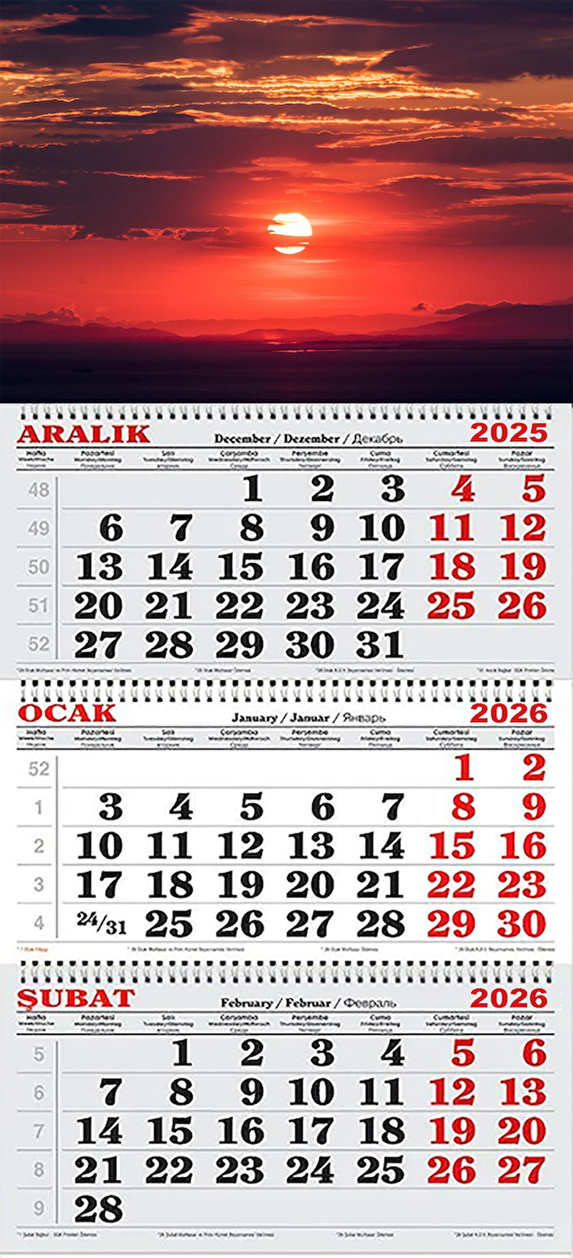 2026 Yılı Gemici Takvimi-Kızıl Gün Batımı