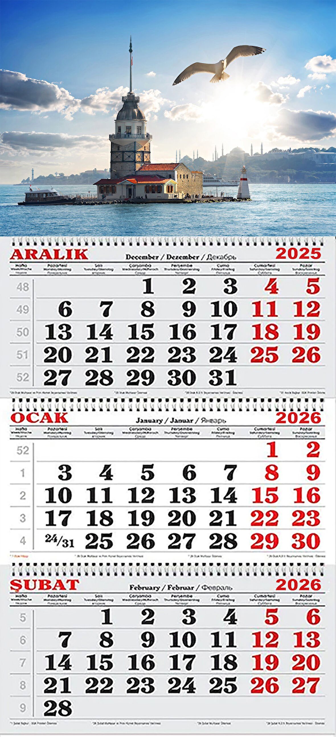2026 Yılı Gemici Takvimi-Kız Kulesi Ve Martı