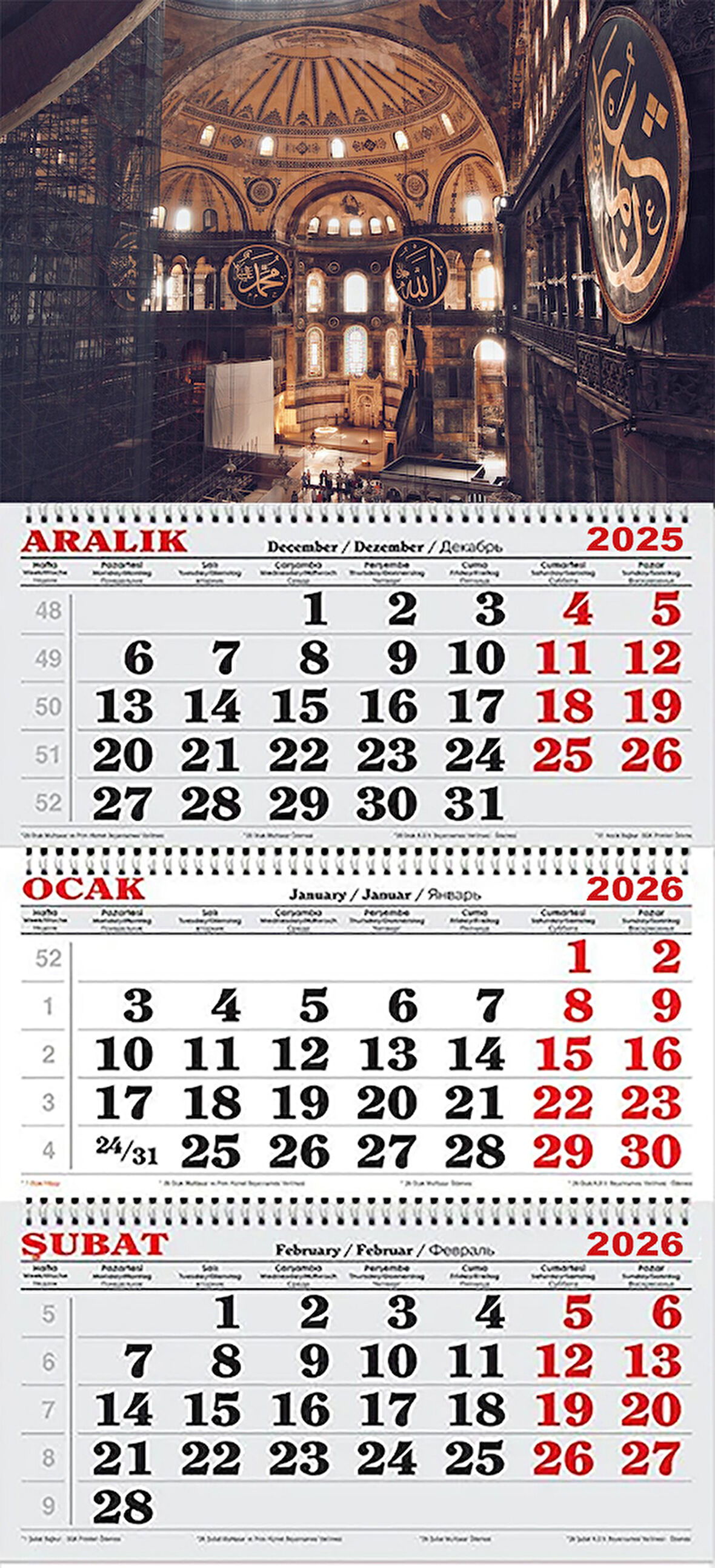 2026 Yılı Gemici Takvimi ---AYASOFYA CAMİİ