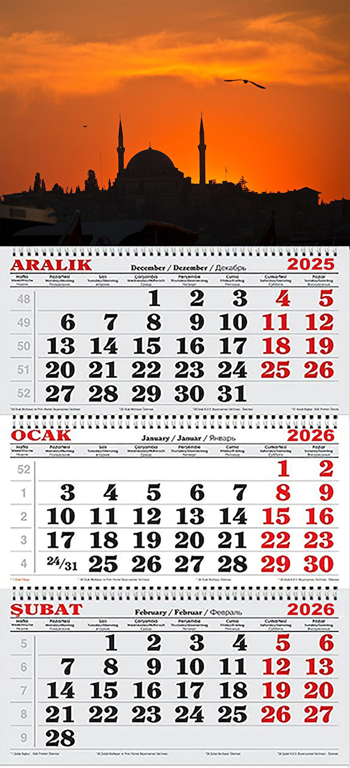 2026 Yılı Gemici Takvimi-Kızıl Gökyüzü ve Ayasofya Camii