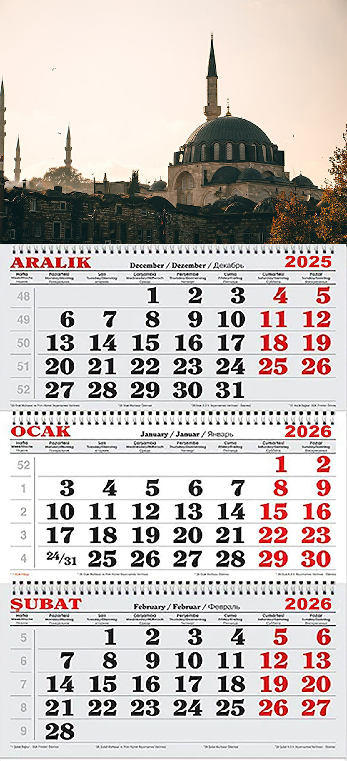 2026 Yılı Gemici Takvimi-Rüstem Paşa Camii