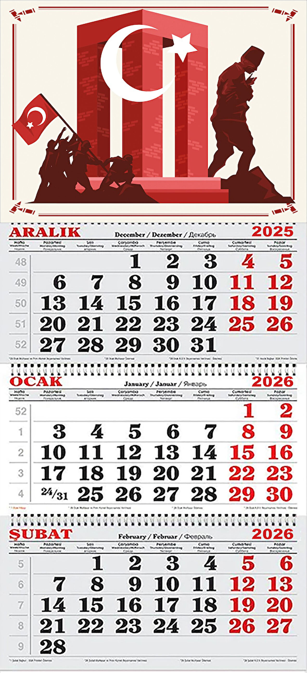 2026 Yılı Gemici Takvimi-Çanakkale Şehitler Abidesi