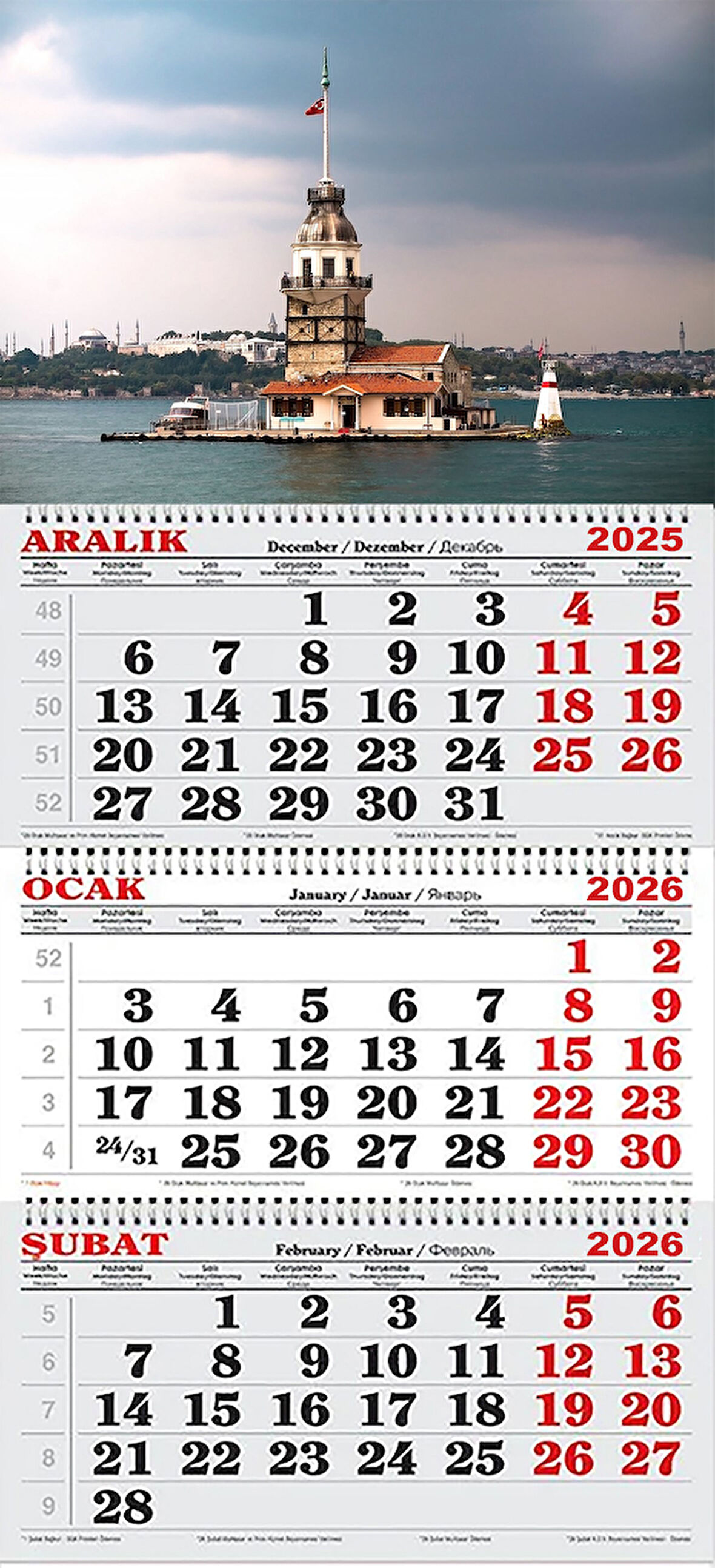 2026 Yılı Gemici Takvimi-Kız Kulesi