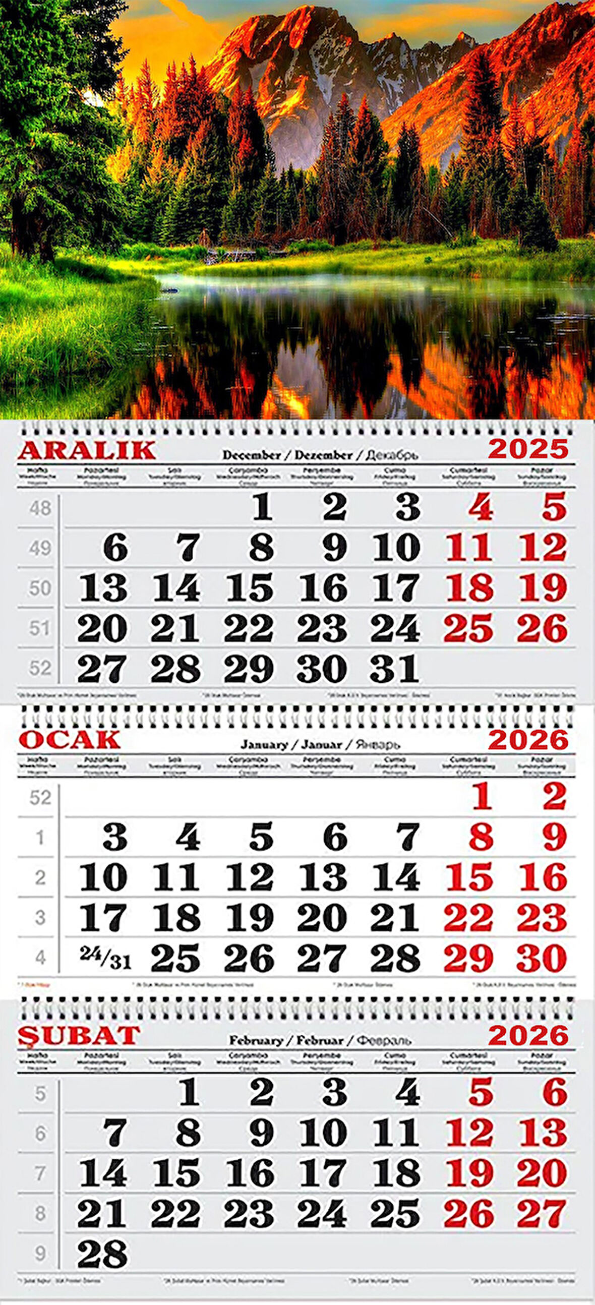 2026 Yılı Gemici Takvimi-Rengarek Doğa Manzarası