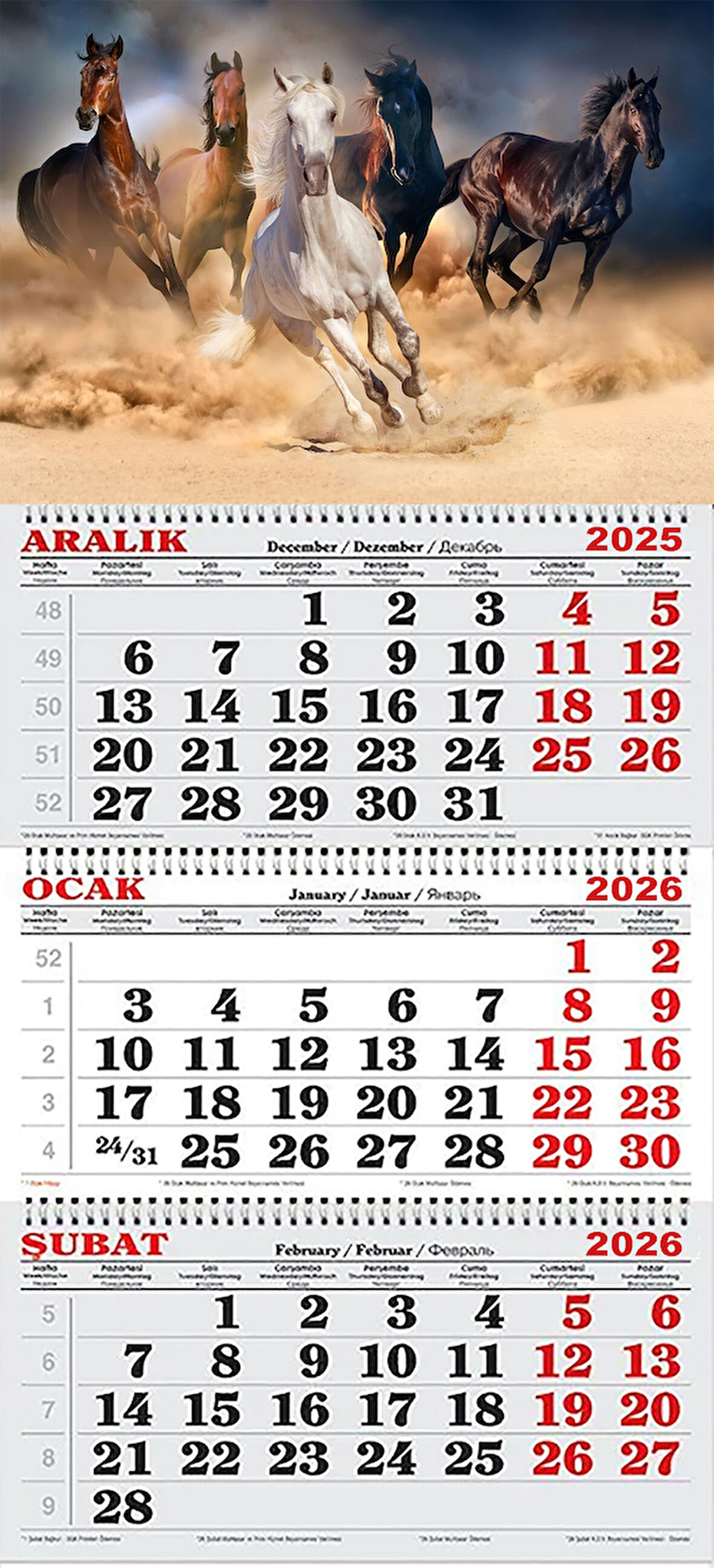 2026 Yılı Gemici Takvimi-Kır Atları