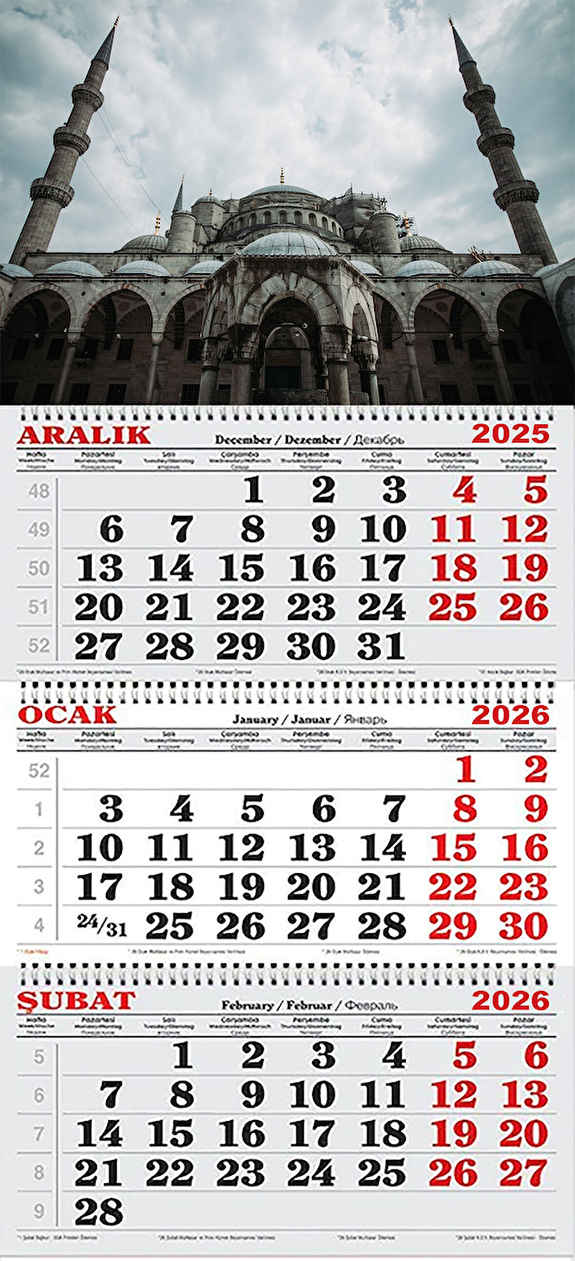 2026 Yılı Gemici Takvimi-Sultan Ahmet Camii