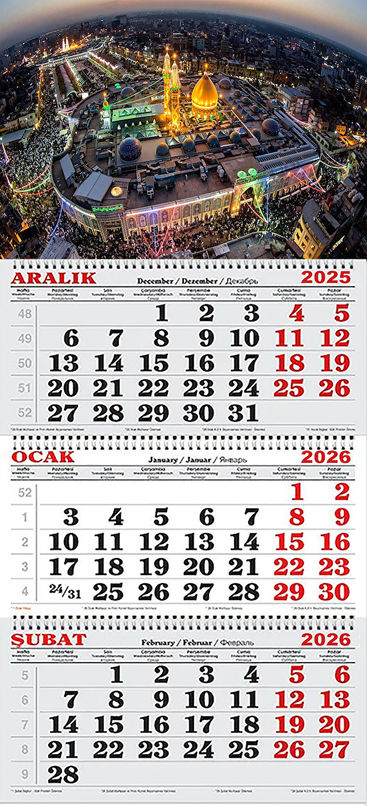 2026 Yılı Gemici Takvimi-Kutsal Topraklar