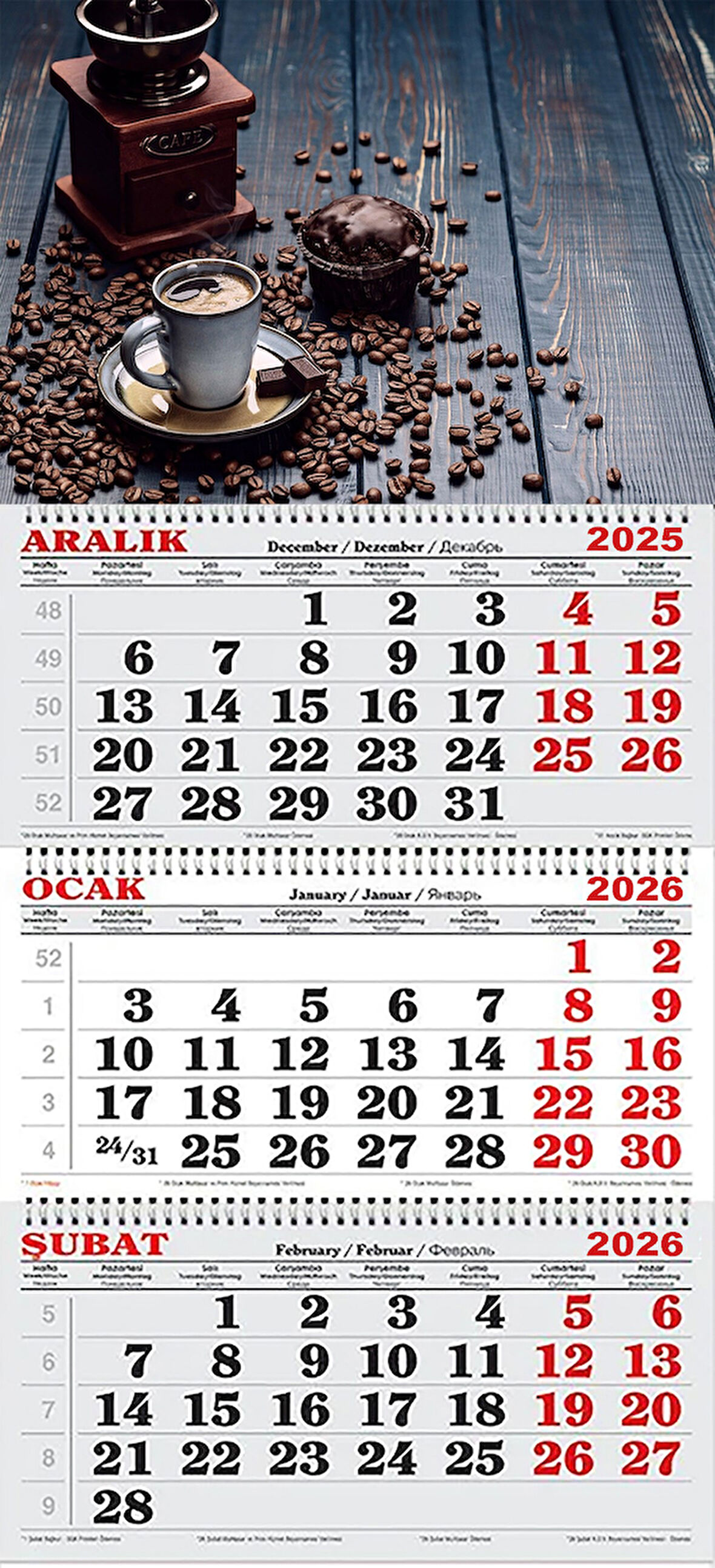 2026 Yılı Gemici Takvimi-Kahve Çekirdekleri