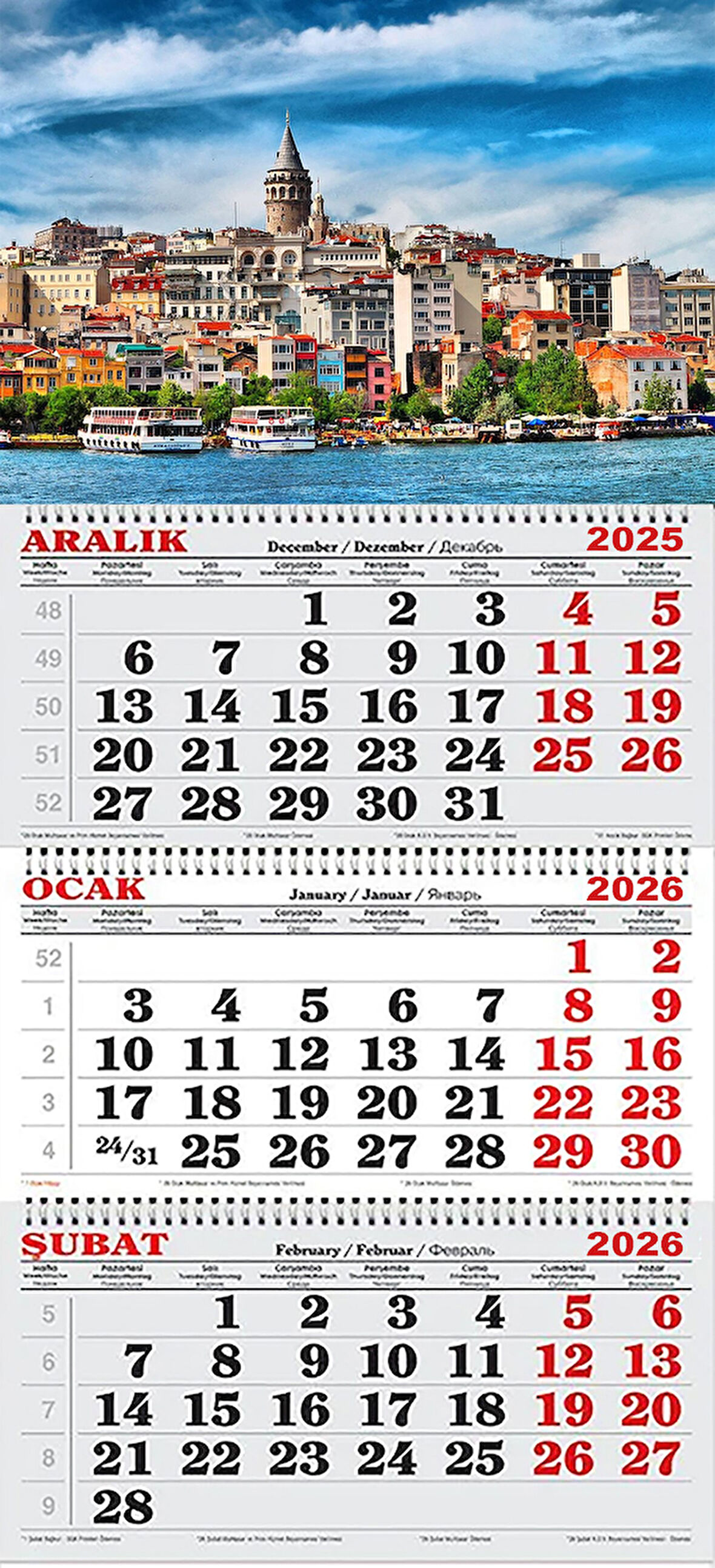 2026 Yılı Gemici Takvimi-Boğaz Manzarası ve Galata Kulesi
