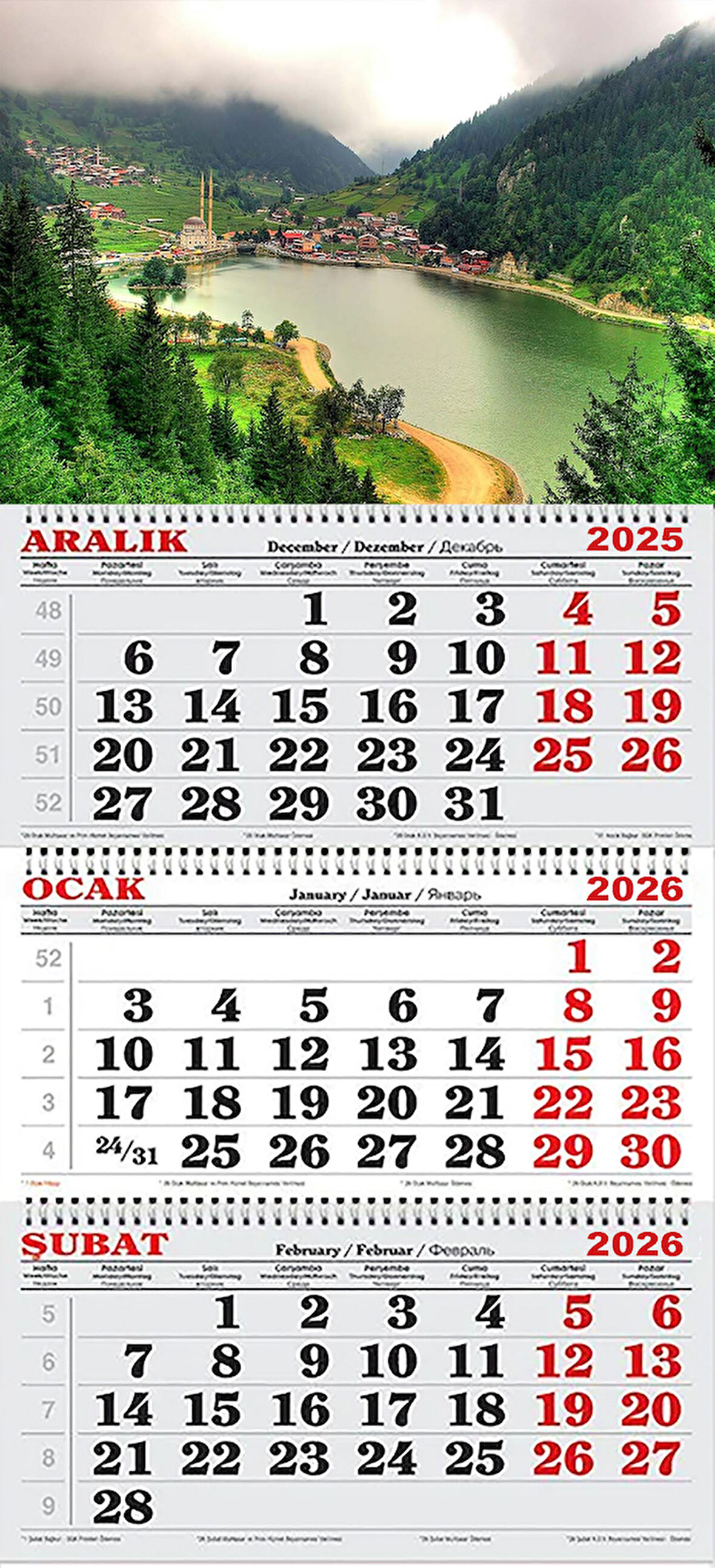 2026 Yılı Gemici Takvimi-Sisli Uzungöl Manzarası