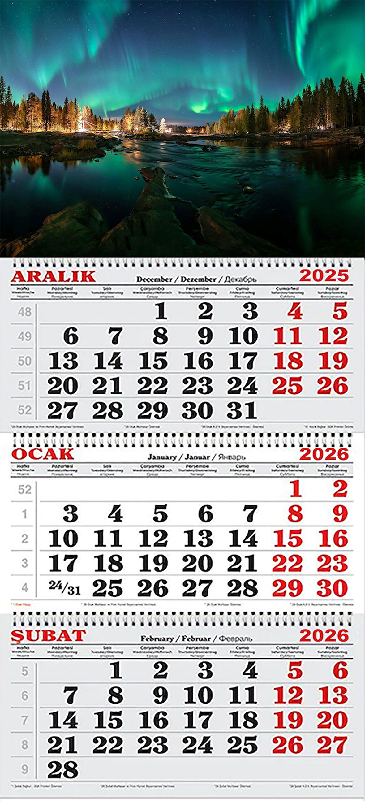 2026 Yılı Gemici Takvimi-Kuzey Işıkları