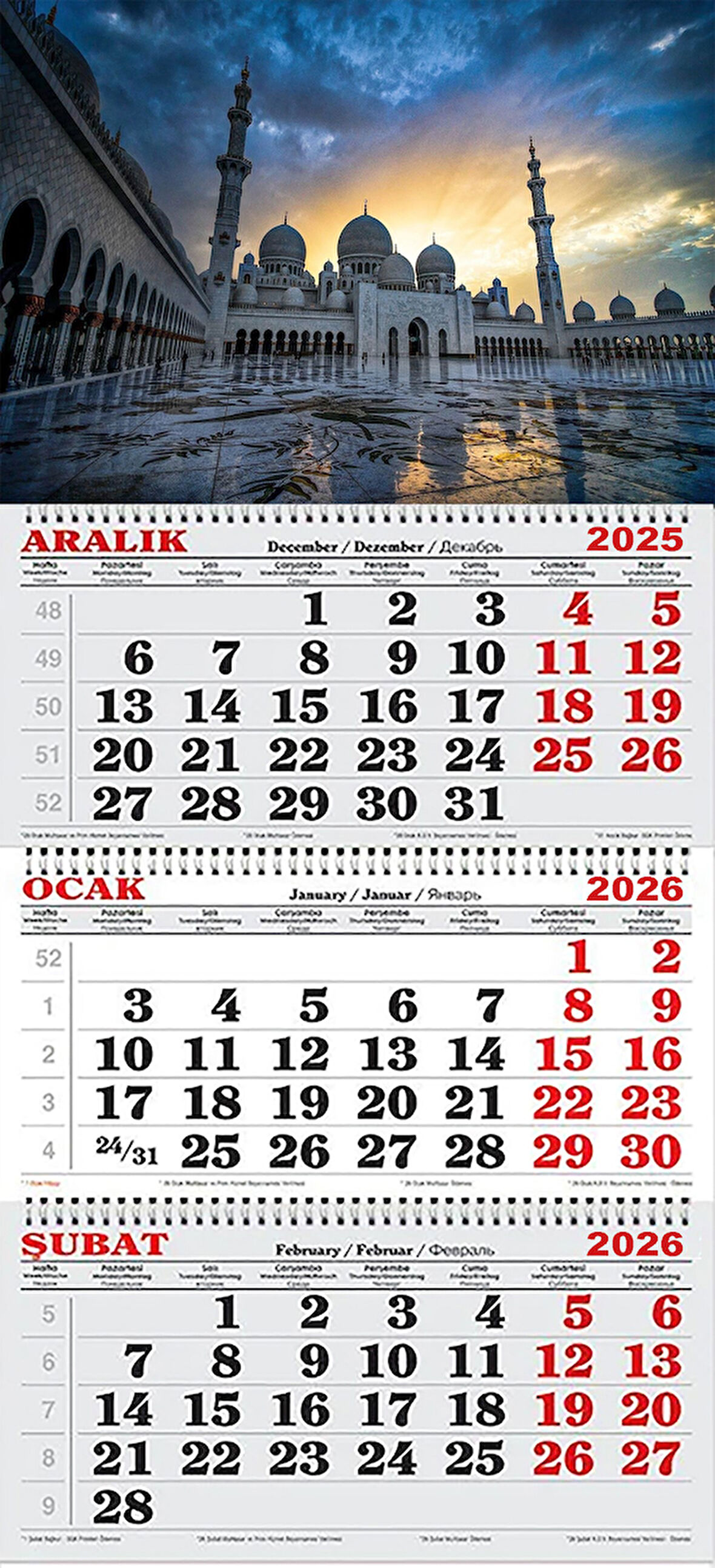 2026 Yılı Gemici Takvimi-Şeyh Zayed Camii'de Gündoğumu