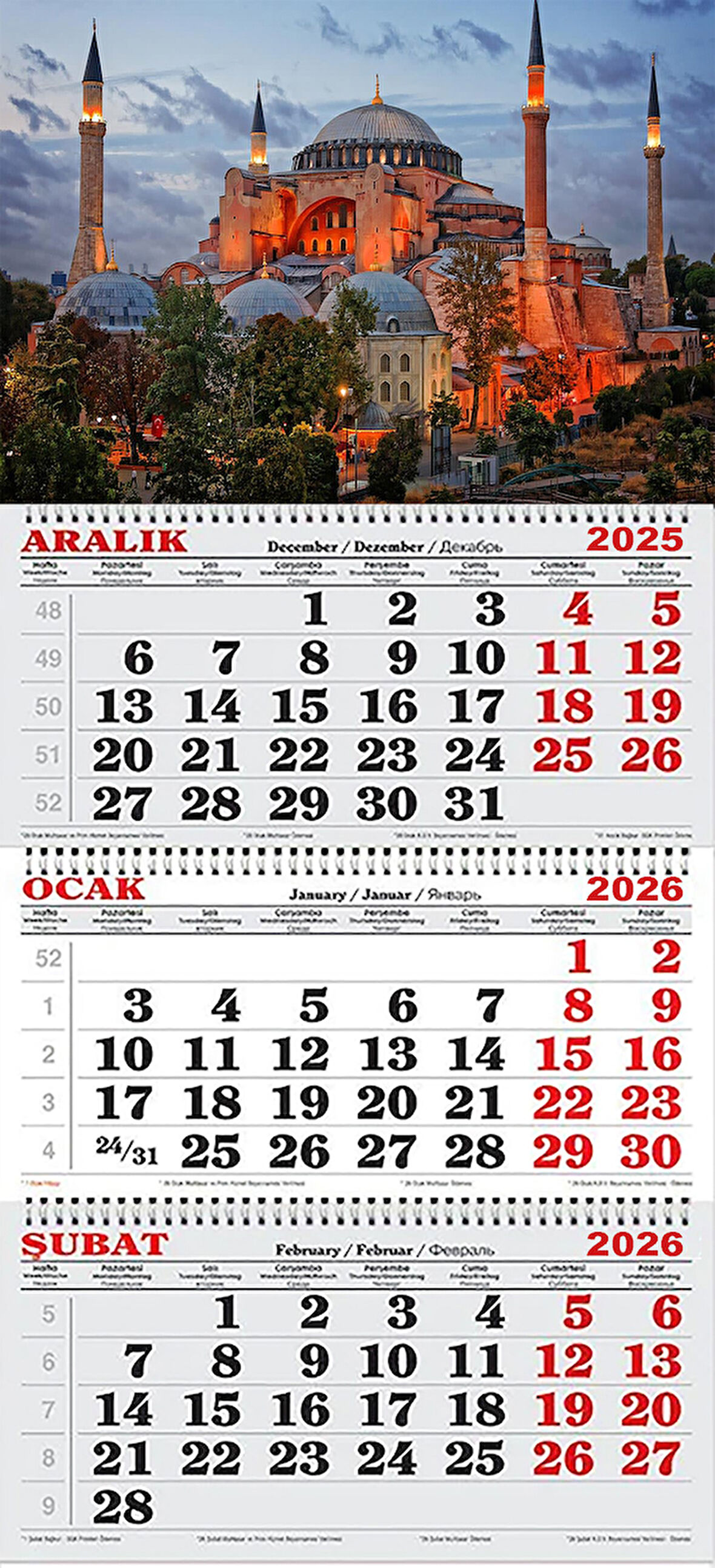 2026 Yılı Gemici Takvimi- Ayasofya Camii'de Gece 