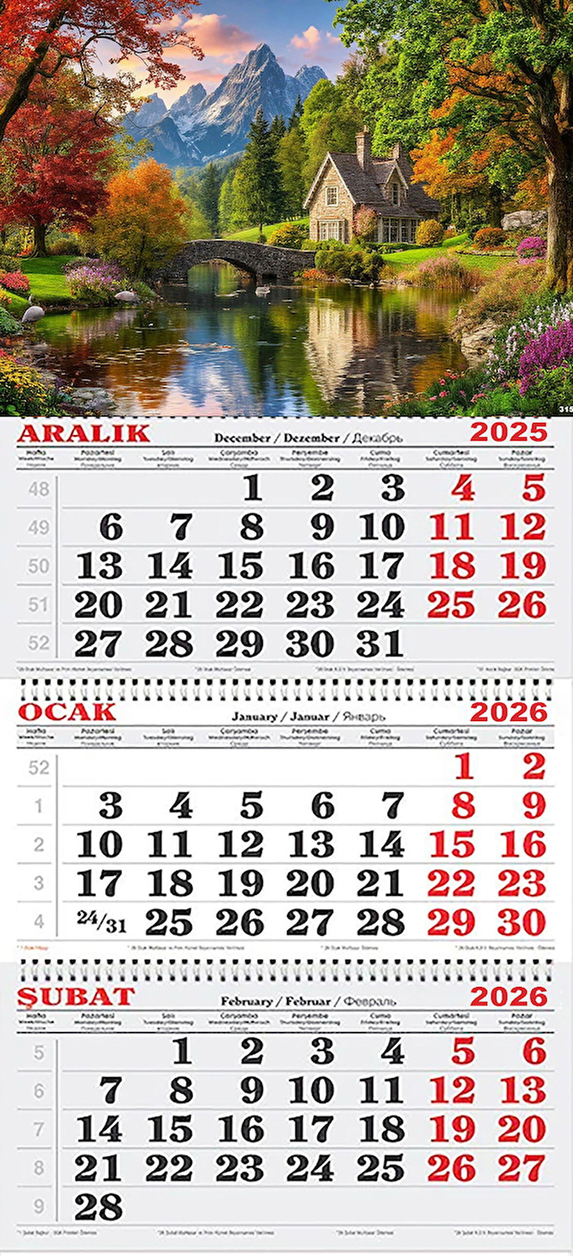 2026 Yılı Gemici Takvimi- Taş Köprü ve Ev