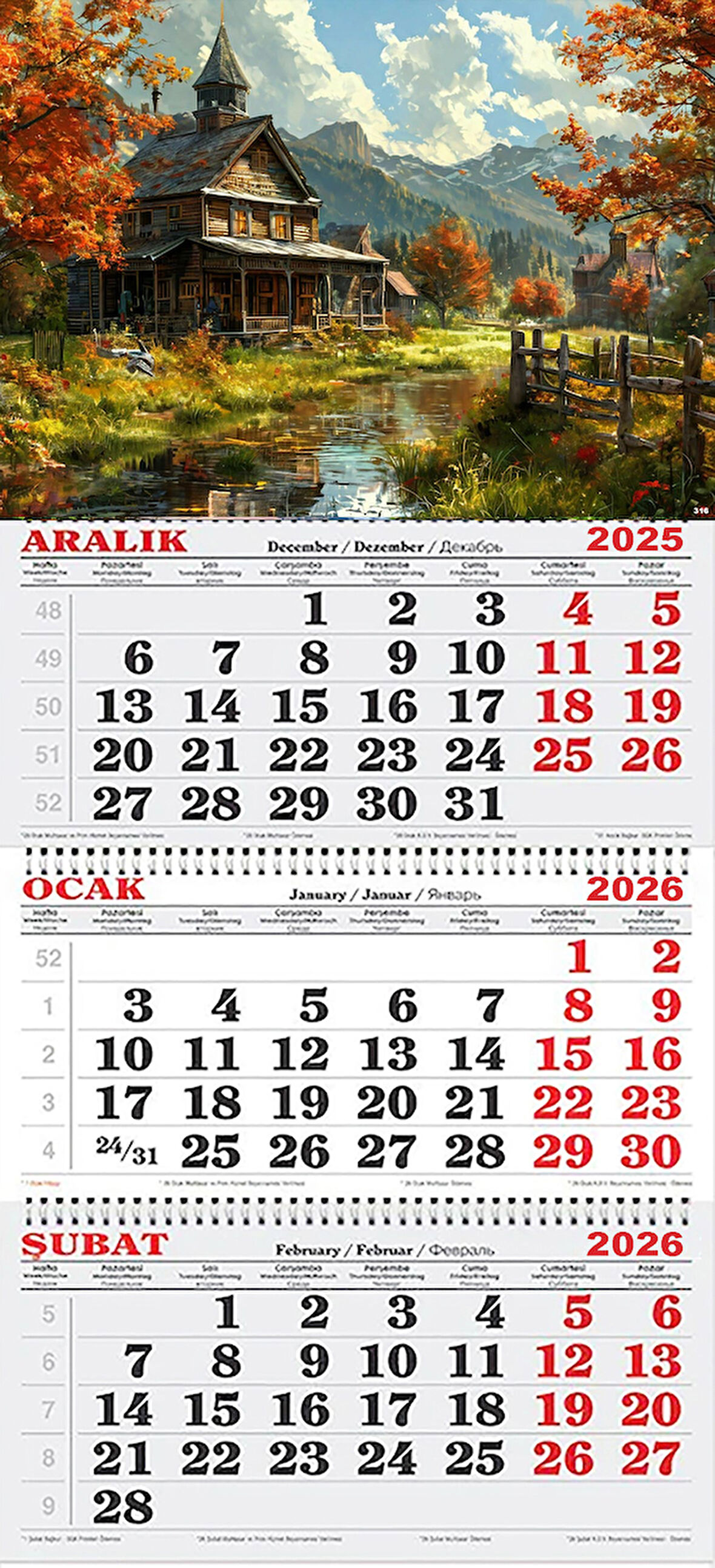 2026 Yılı Gemici Takvimi- Kasabada Sonbahar