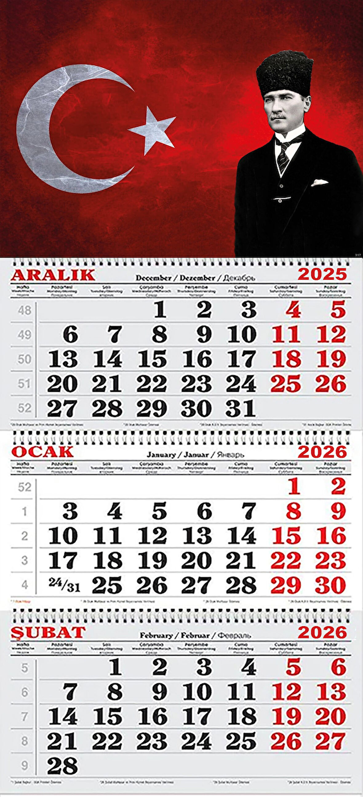 2026 Yılı Gemici Takvimi- Atatürk ve Ay Yıldız