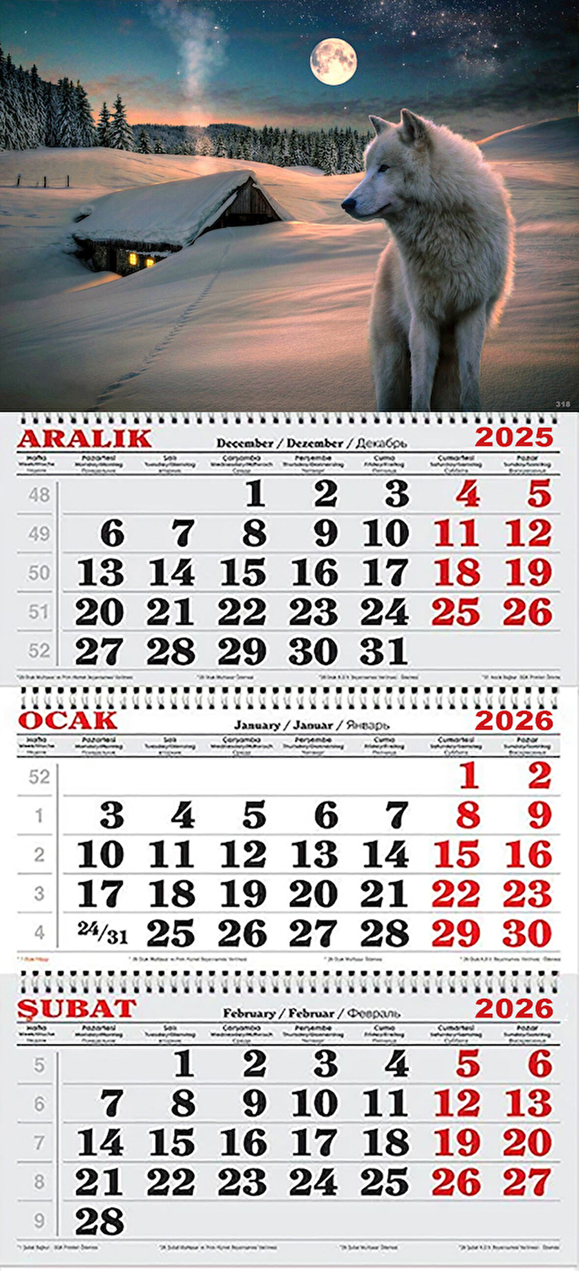 2026 Yılı Gemici Takvimi- Kurt ve Dolunay