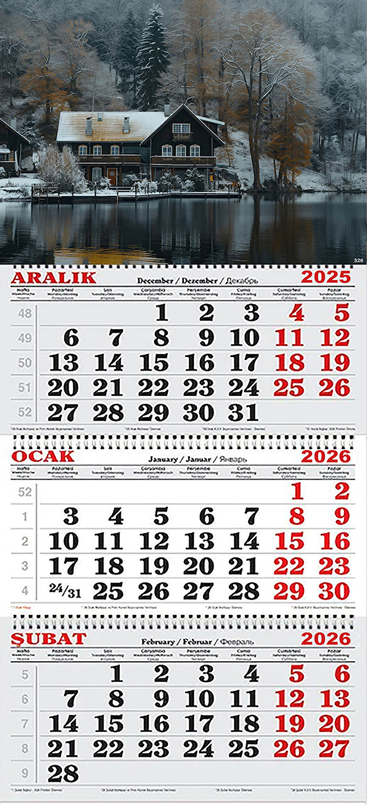 2026 Yılı Gemici Takvimi- Karlı Göl Evi