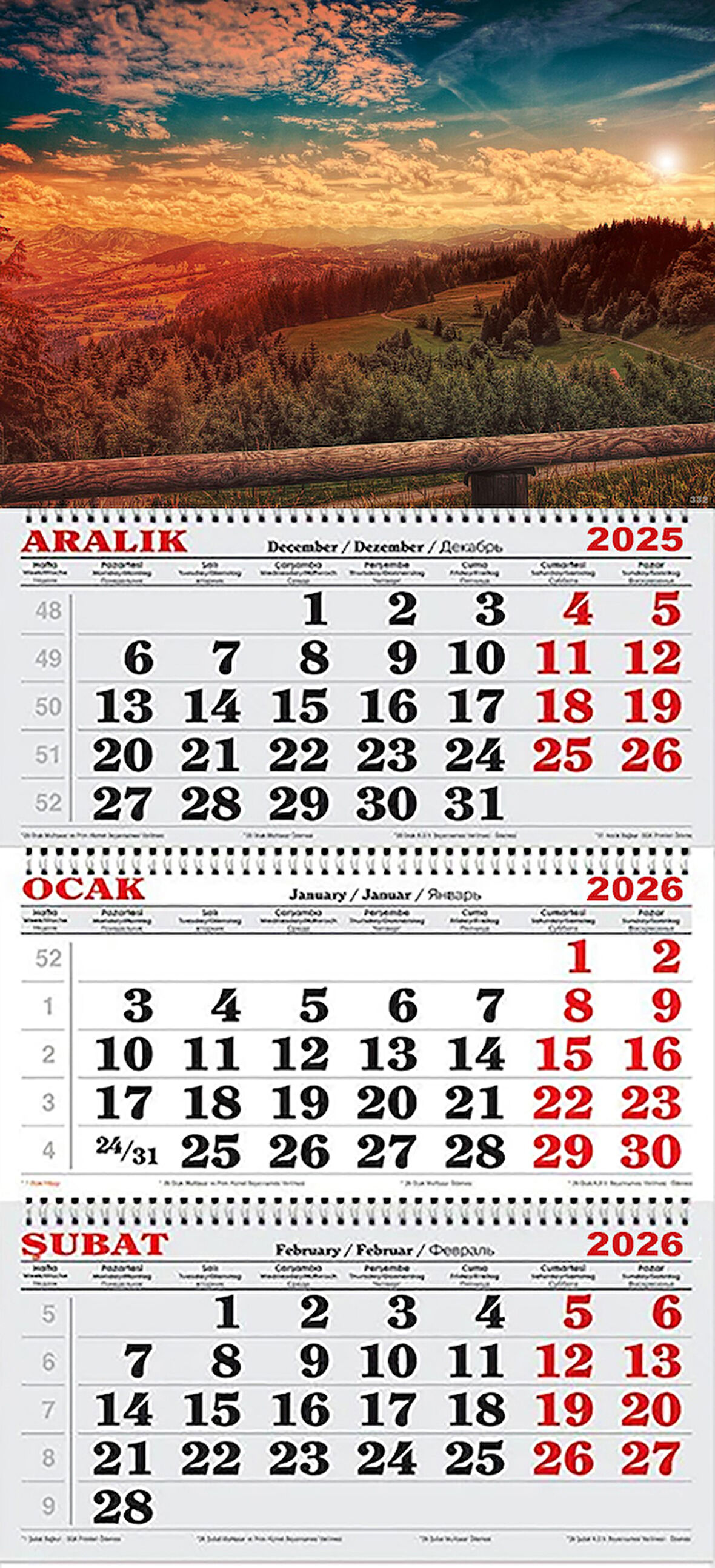 2026 Yılı Gemici Takvimi- Gündoğumu Manzarası