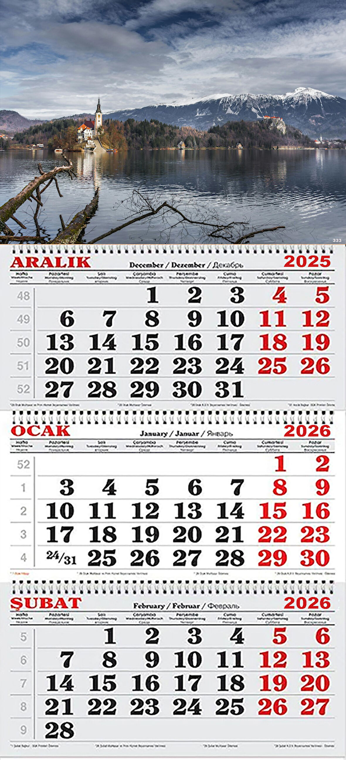 2026 Yılı Gemici Takvimi- Bled Gölü SLOVENYA